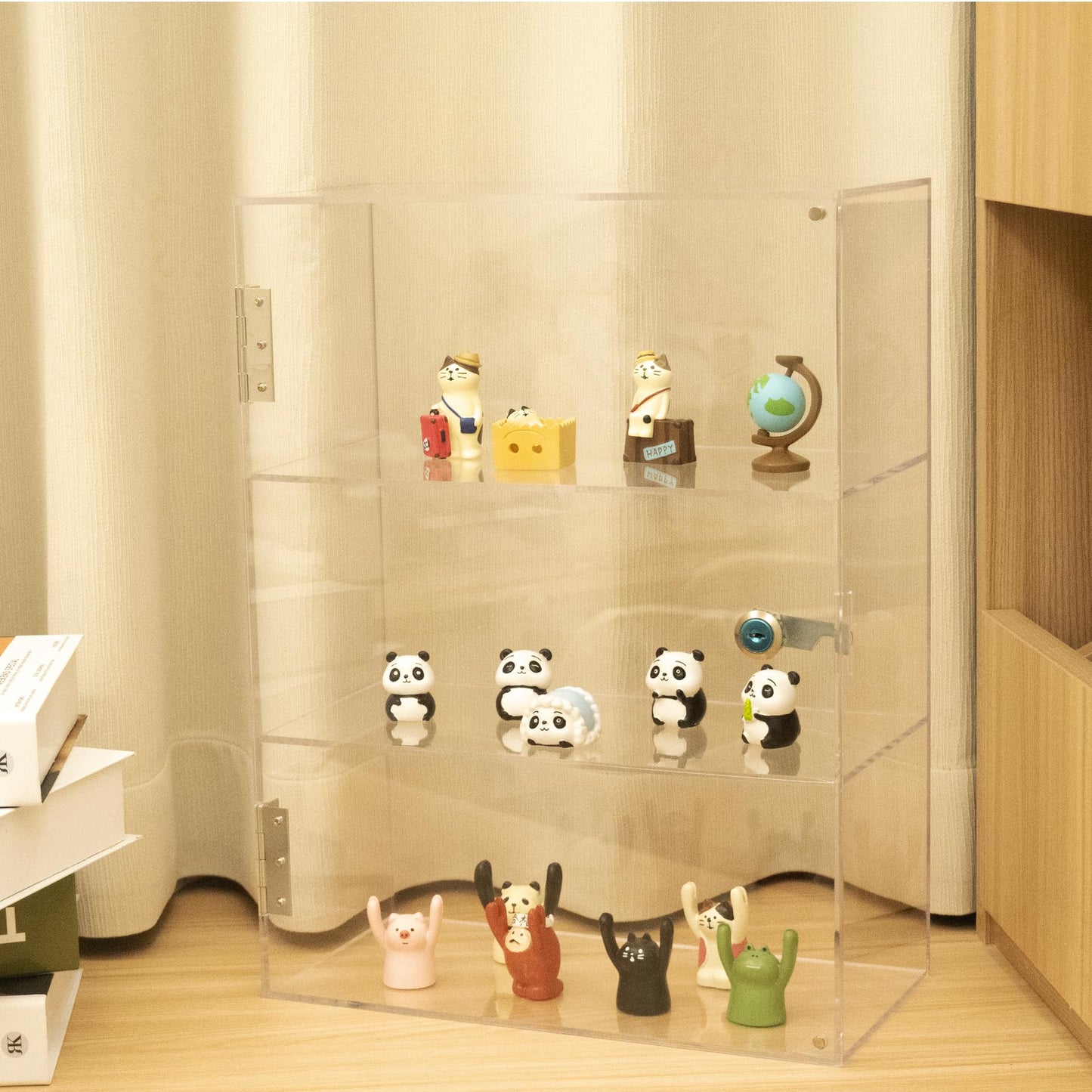 Tozcozus Acrylic Display Case with Lock Key, 3 Shelf Locking Countertop Display Case Cabinet Showcase with Shelves for Collectibles Office Retail Display Safe Storage 11.8x5.9x15.7 Inch