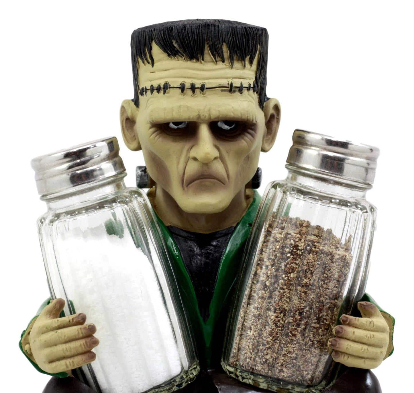 Ebros Gift Creepy Halloween Dr Victor Frankenstein Monster Modern Prometheus Salt And Pepper Shakers Holder Figurine Set 5.25"H