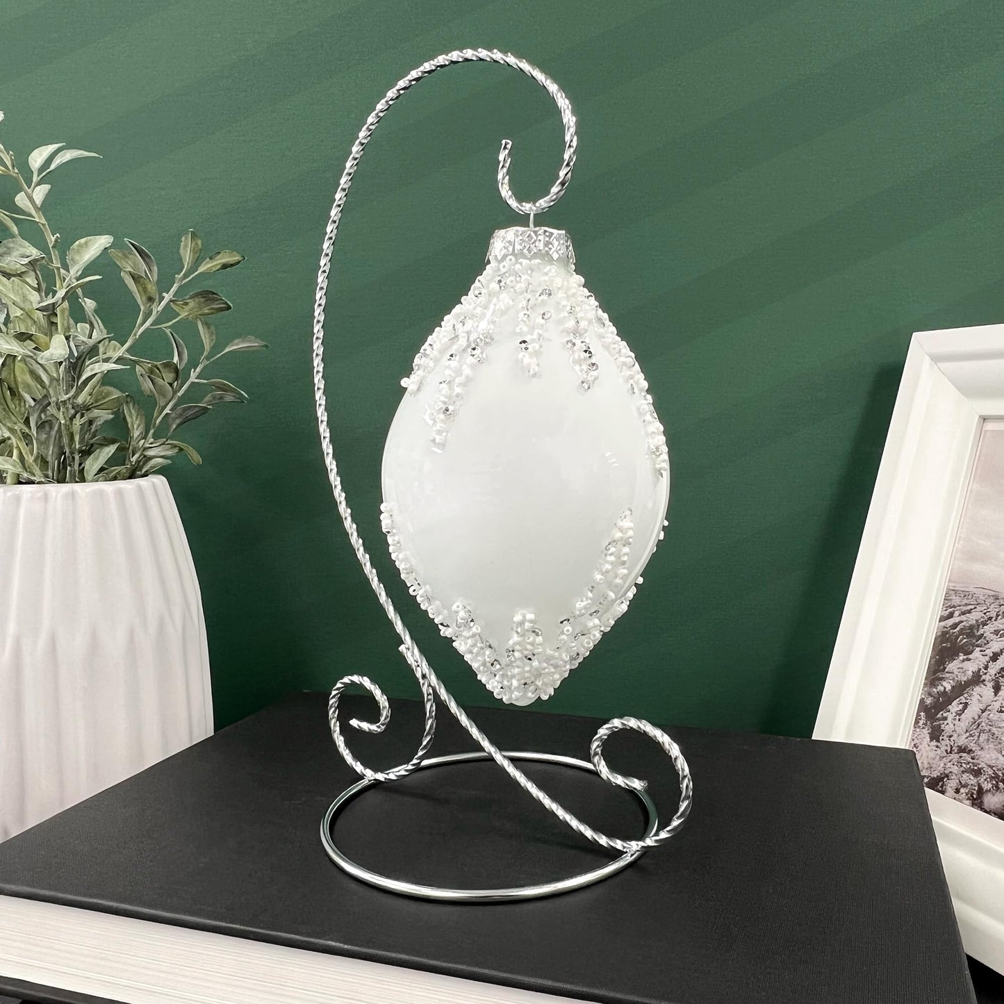 Bard's Twisted Silver Ornament Stand, Medium, 9.5" H x 5.5" W x 5.5" D