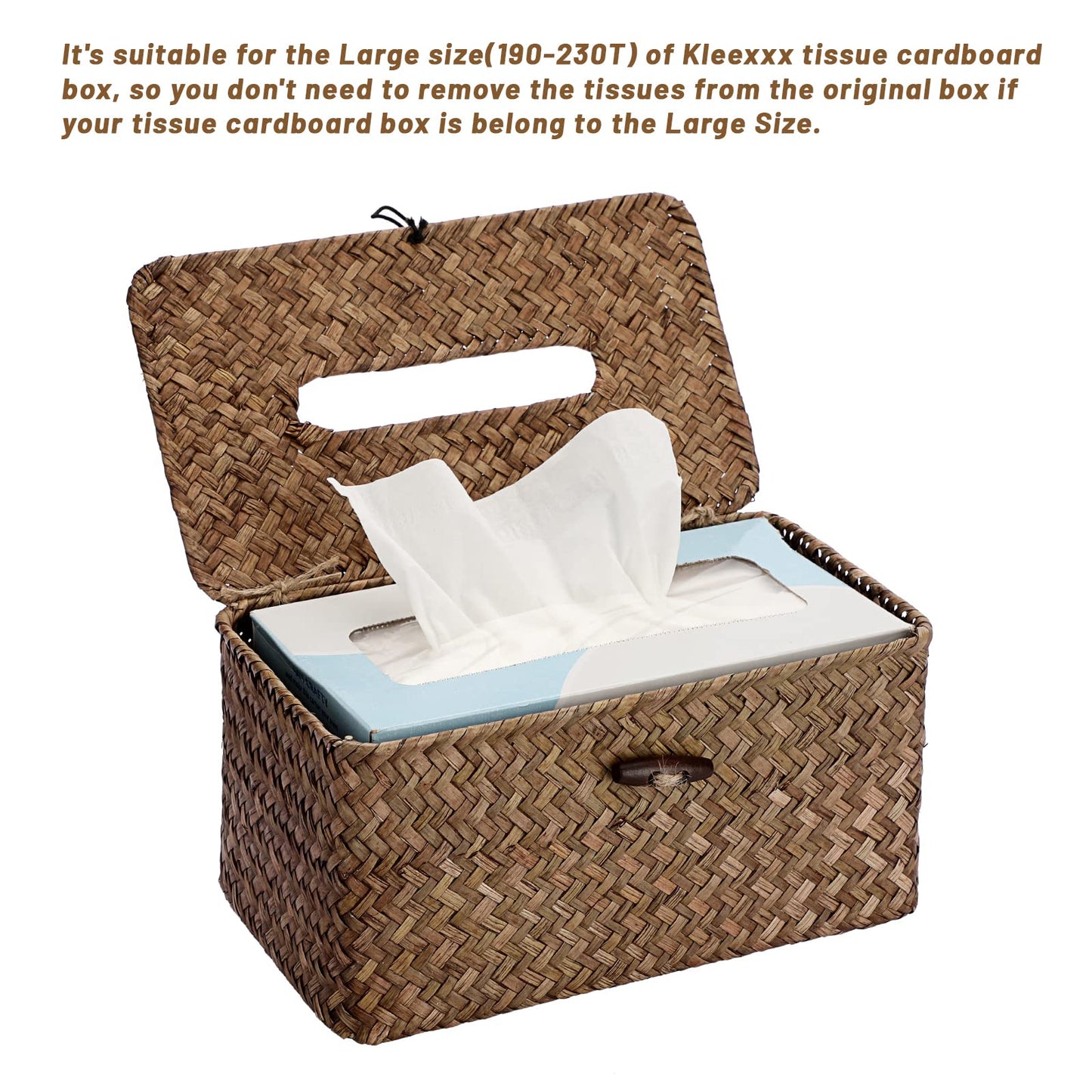 Sumnacon Tissue Box Cover Large Rectangle Tissue Box Seagrass Tissue Box Holder Woven Tissue Holder Decorative Tissue Cover for Bathroom Tissue Box Cover Rectangular for Home Office Table Coffee