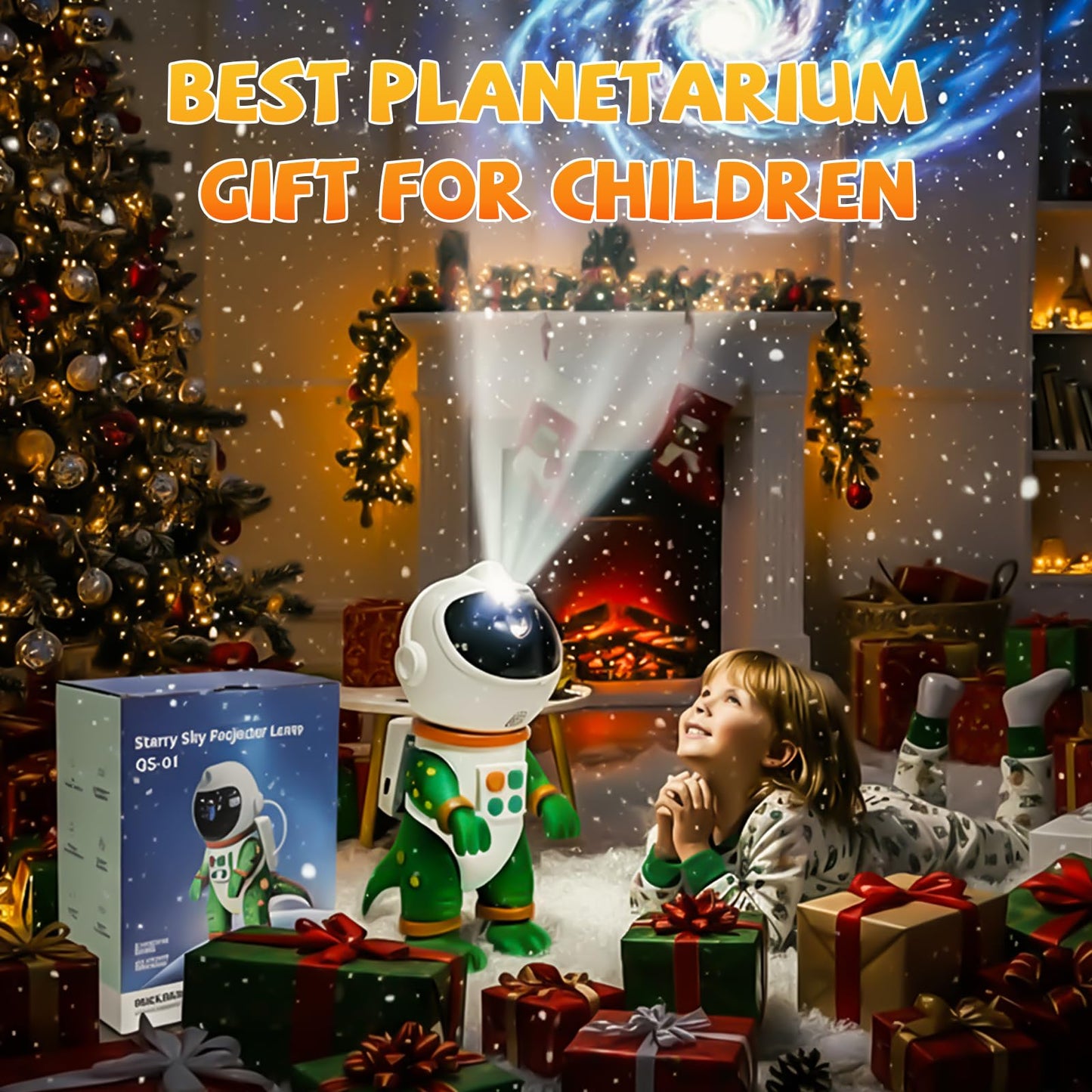 LUCYLANKER Dinosaur Astronaut Galaxy Star Projector Night Light, 8 in 1 LED Space Planetarium Lamp, 360° Rotating with Remote & Timer, Kids Adults Bedroom Decor, Christmas Birthday Gifts (Green)