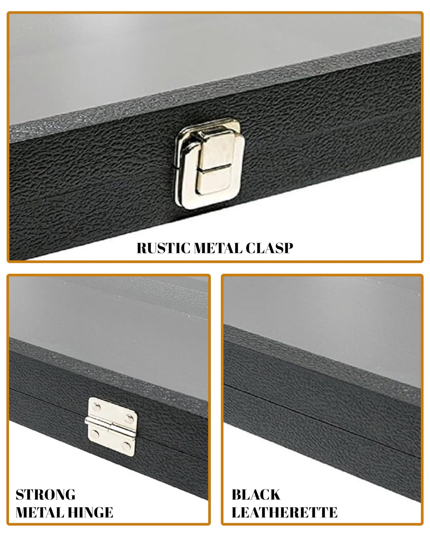 Novel Box Gem Display Case 14.75x8.25x2.1 + Medium Size 36 Gems Jars | Fossil Display Case with Lid & White Tray Foam Liner | Rock Storage Box with Metal Clasp | Display Cases for Collectibles