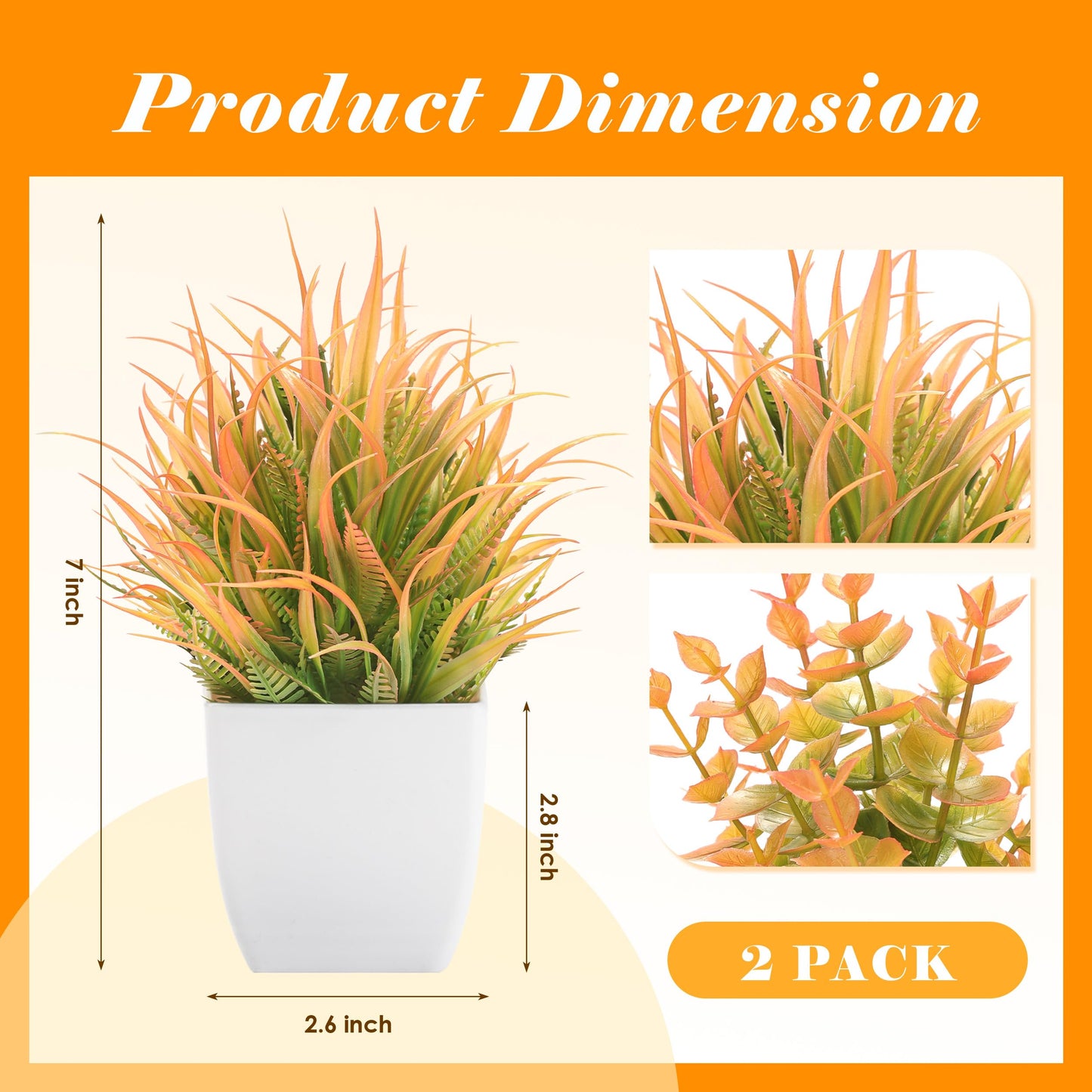 Der Rose Bundle of Set of 6 Succulents Plants Artificial in Pots and 2 Pack Small Fall Fake Plants Mini Artificial Potted Plants for Bedroom Aesthetic Living Room Shelf Bathroom Decor