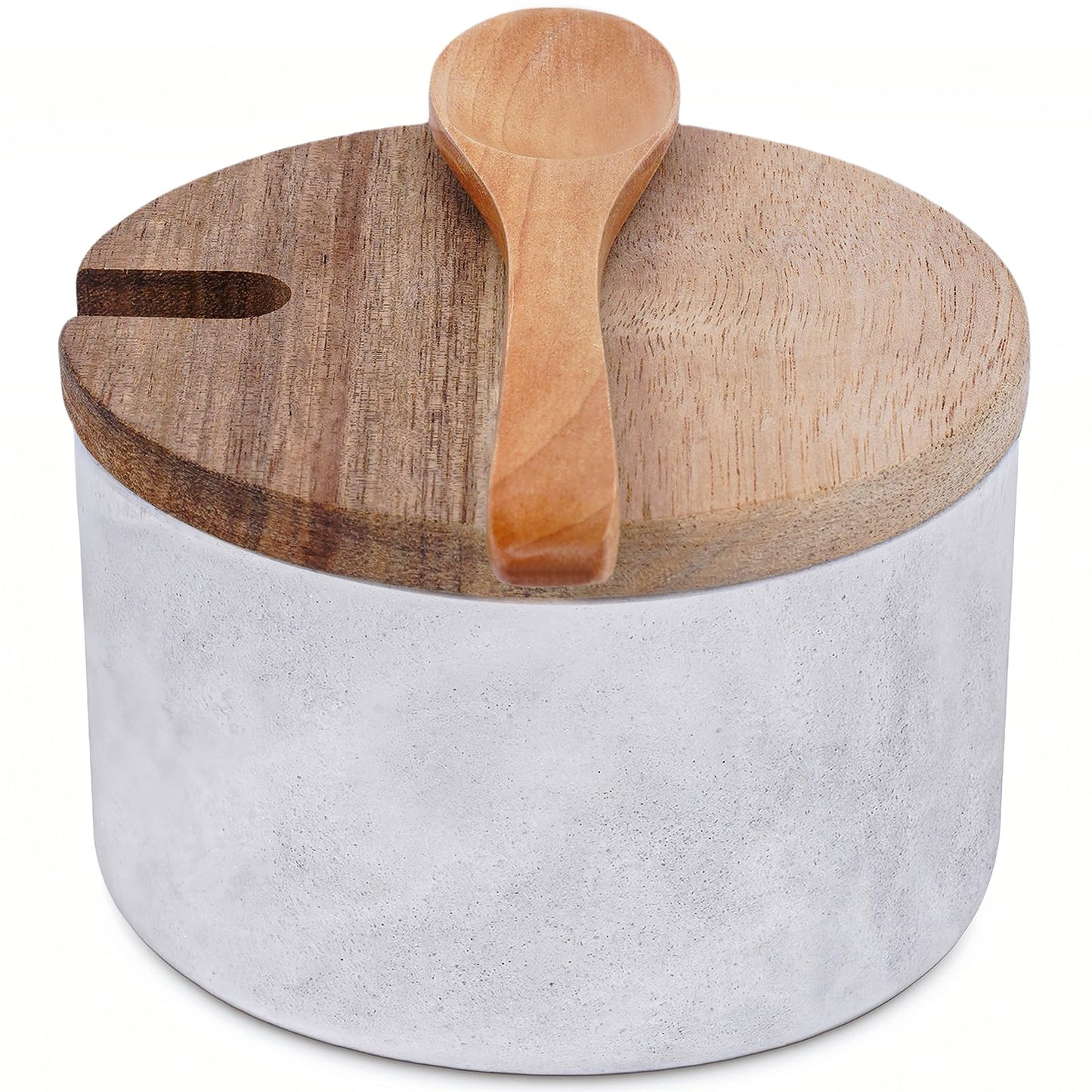 ZENTORIQ A salt cellar with a wooden lid and spoon,Elegant Kitchen Salt Container for Storage Pepper Spice Bath Salt Sea Salt