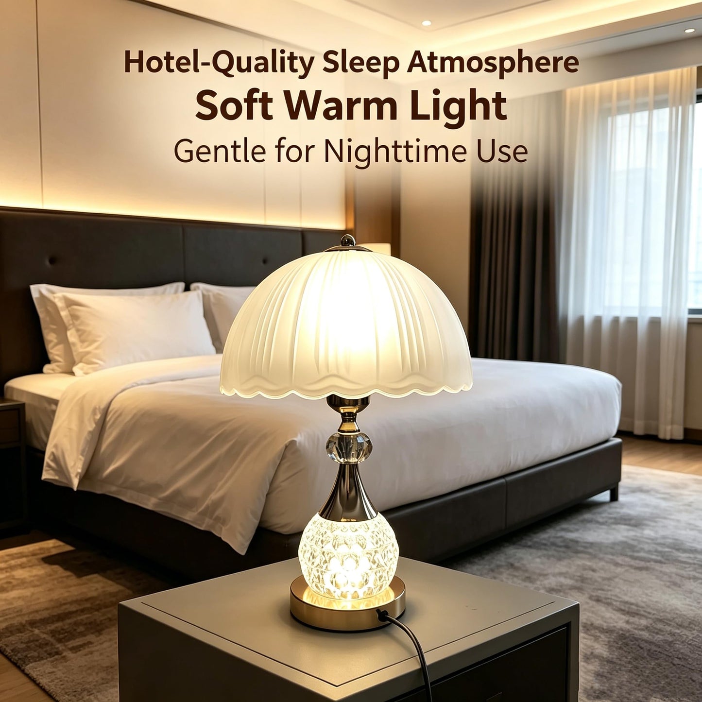 xiaojuande Crystal Table Lamp, Gold Glass with White Lampshade