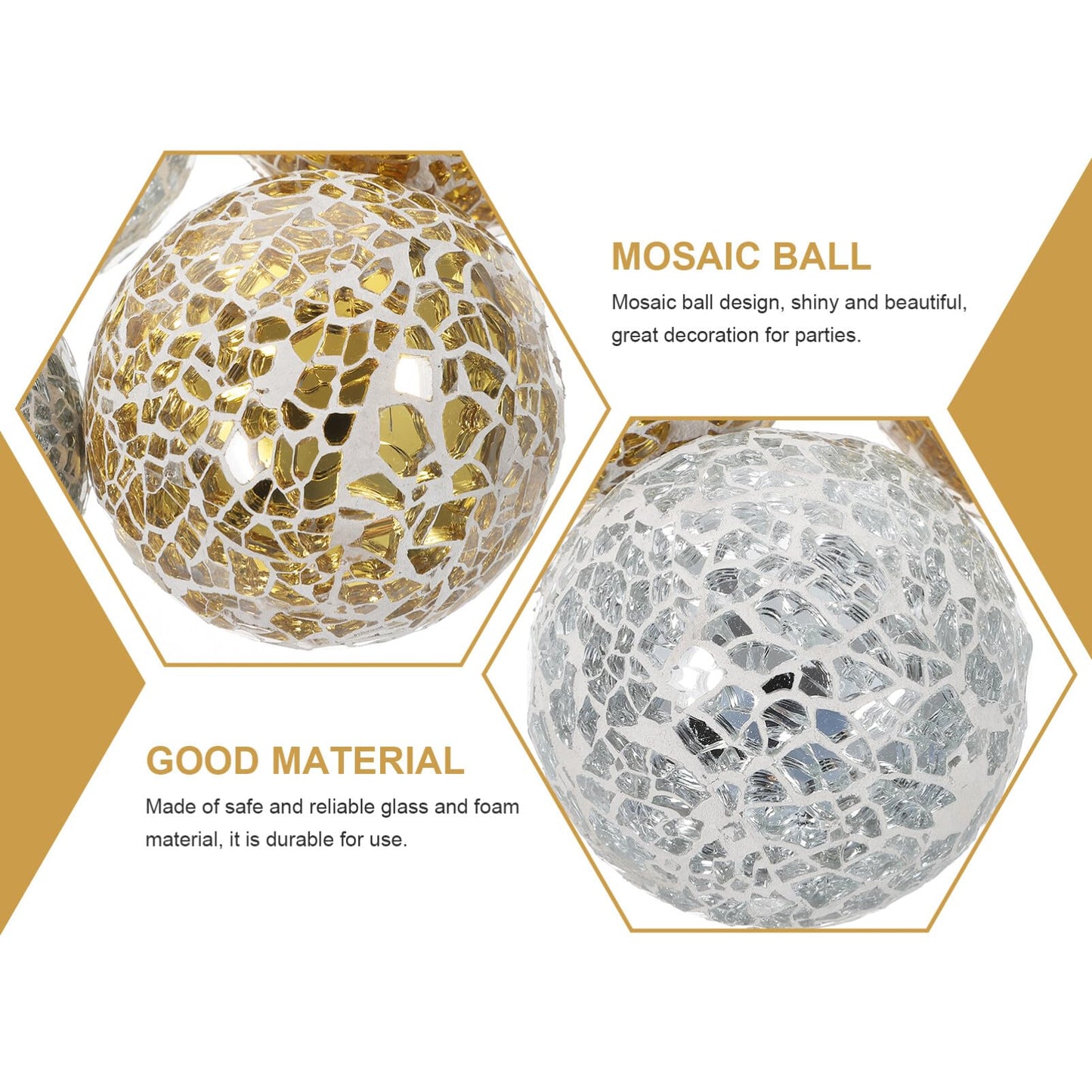 SEWACC 4 Pcs Decorative Glass Sphere Balls 2.36 Inch Mosaic Home Decor Tabletop Centerpiece for Weddings Anniversaries and Parties