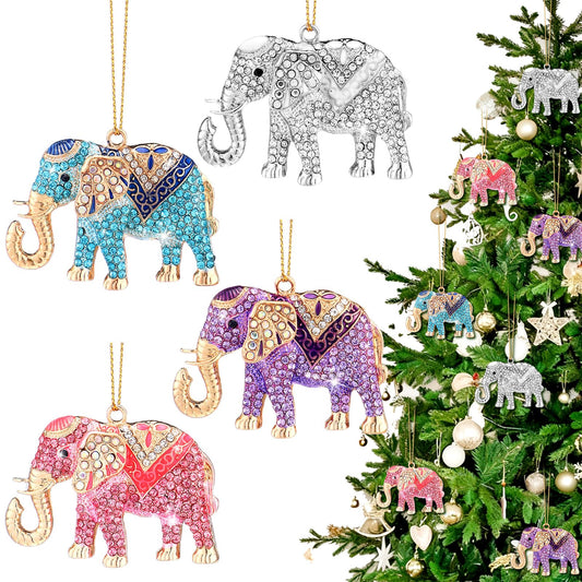 Yuntau 8 pcs Crystal Christmas Ornaments Christmas Tree Hanging Ornaments Keepsake Gifts for Women Girls Xmas Decorations Party Supplies Animal Lovers(Elephant)
