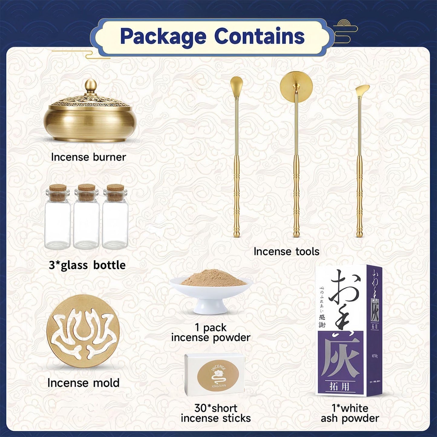 Chinese Incense Burner Kit with Incense Powder & Charcoal - All-in-One Agarwood & Sandalwood Set for Meditation, Yoga, Home Use | Premium Traditional Making Kit, Powder Burner Set