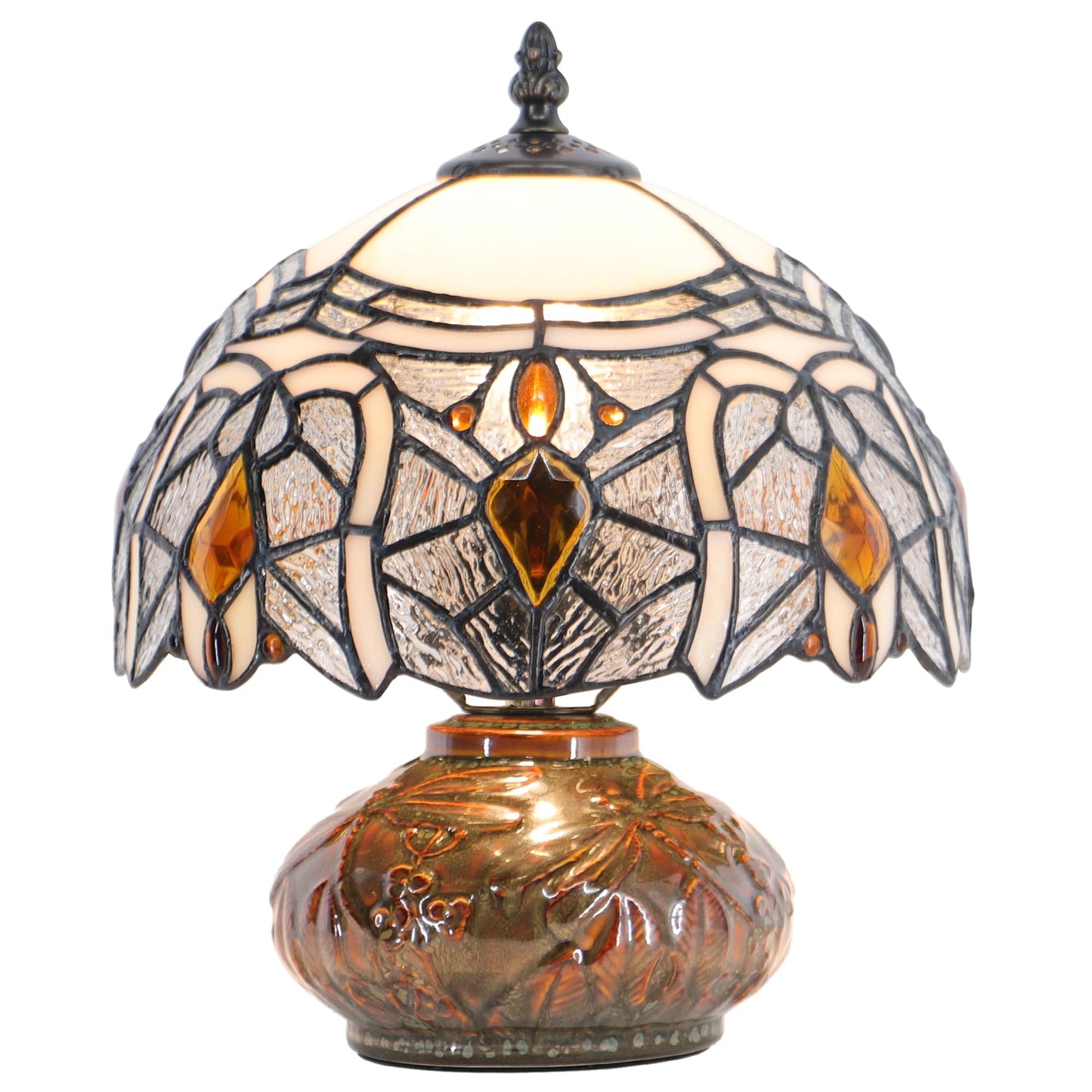 HZYFFYU Small Tiffany Table Lamp Mini Mushroom Stained Glass Lamp Memory Sympathy lamp 10X11 Inch (Crystal Style)