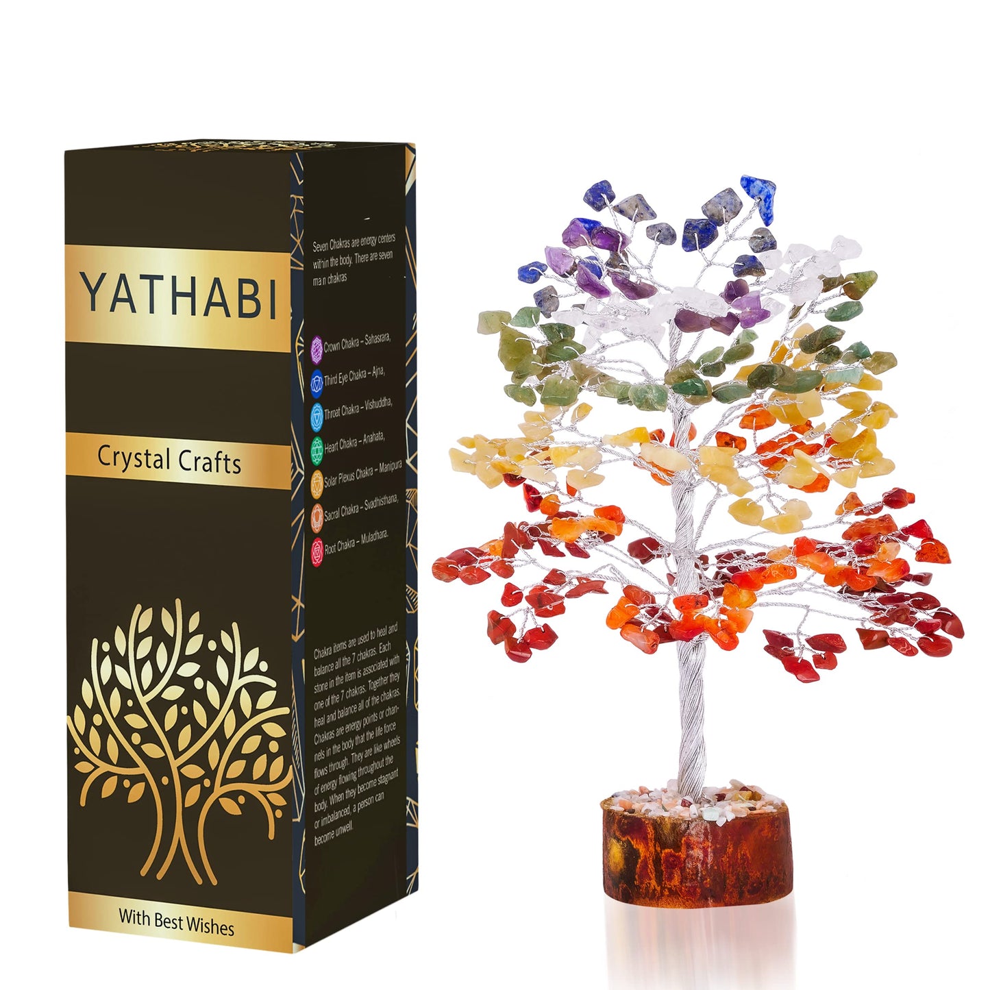 Chakra Tree - Crystal Tree for Positive Energy - Charkas Crystals - Spiritual Decor - Chakra Tree of Life Decor - Spiritual Things - Chakra Stones - Feng Shui Crystals and Stones