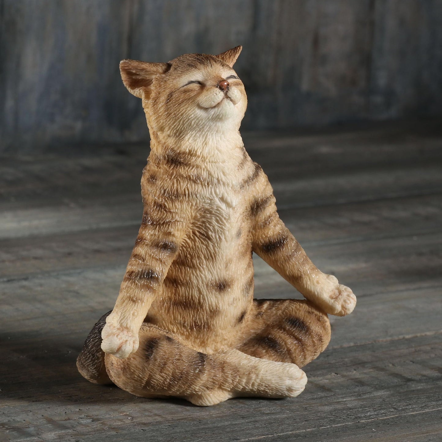 Veronese Design 3 3/8 Inch Brown Tabby Yoga Cat Lotus Pose Resin Animal Minature Figurine