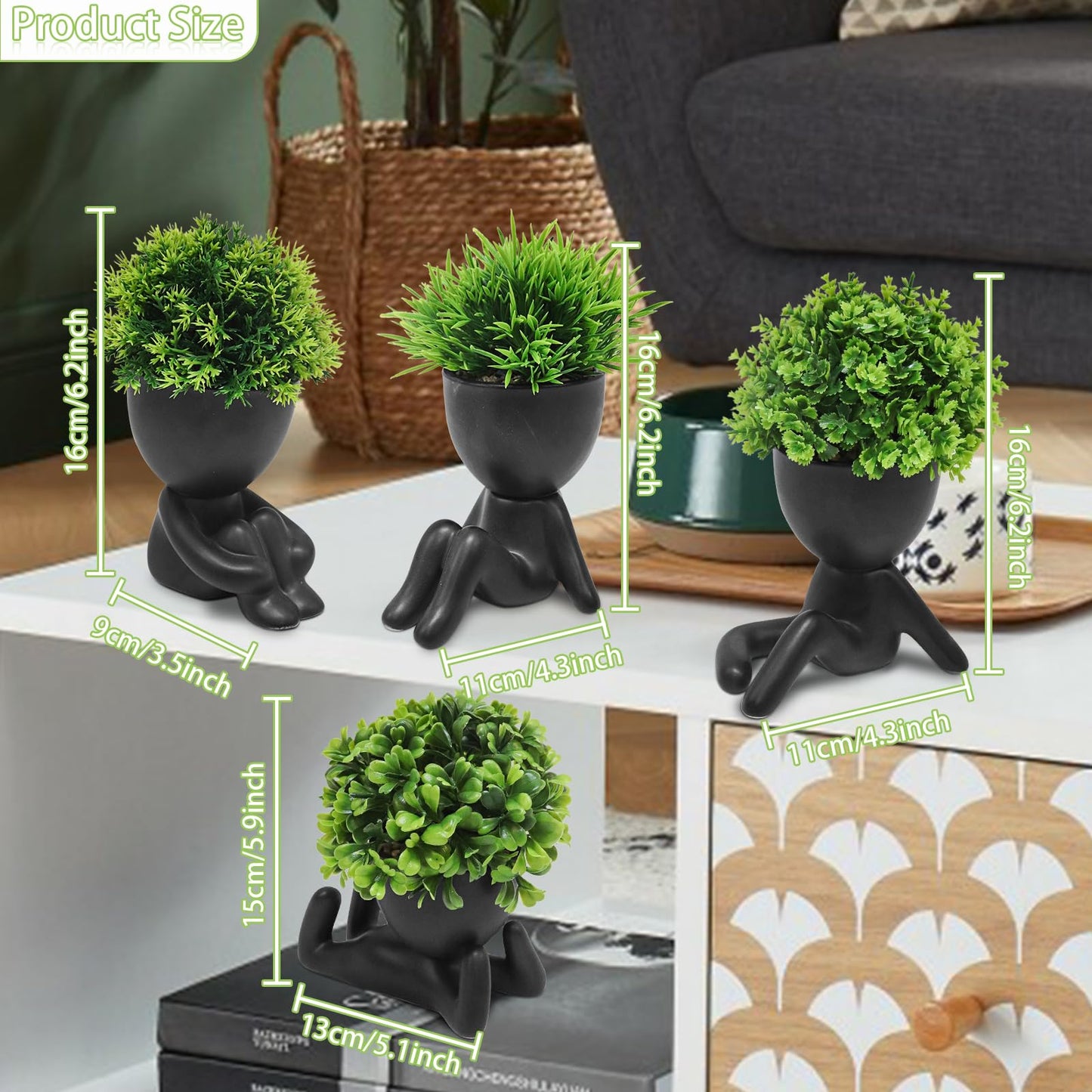 MAKHOT Artificial Succulent Plants in Pots, Fake Plants Faux Succulents Office Desk Decor, Mini Potted Succulents Coffee Table Decor for Women, Cute Decorations for Work Office Plants