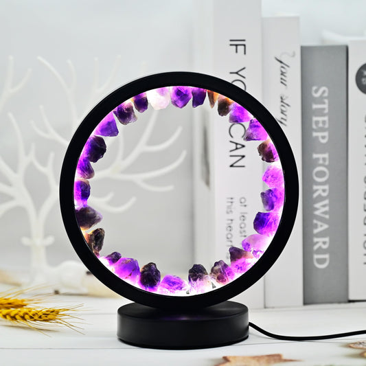 DZJXBZhu Amethyst Night Lamp Natural Healing Crystal Dimmable & Color-Tunable LED Desk Lamp (USB Port) Dating Party Holiday Night Atmosphere Decoration Table Lamps