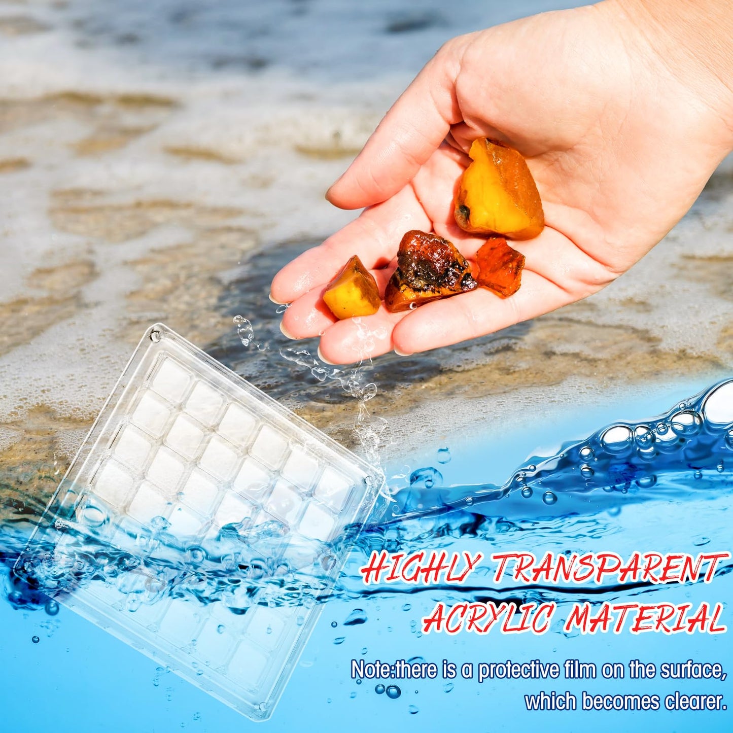 Reallnaive 6 Pcs Acrylic Magnetic Seashell Display Box with Multicolor Base 36 Grids Clear Seashell Collection Box Seashell Storage Organizer for Diamond Gemstone Beads