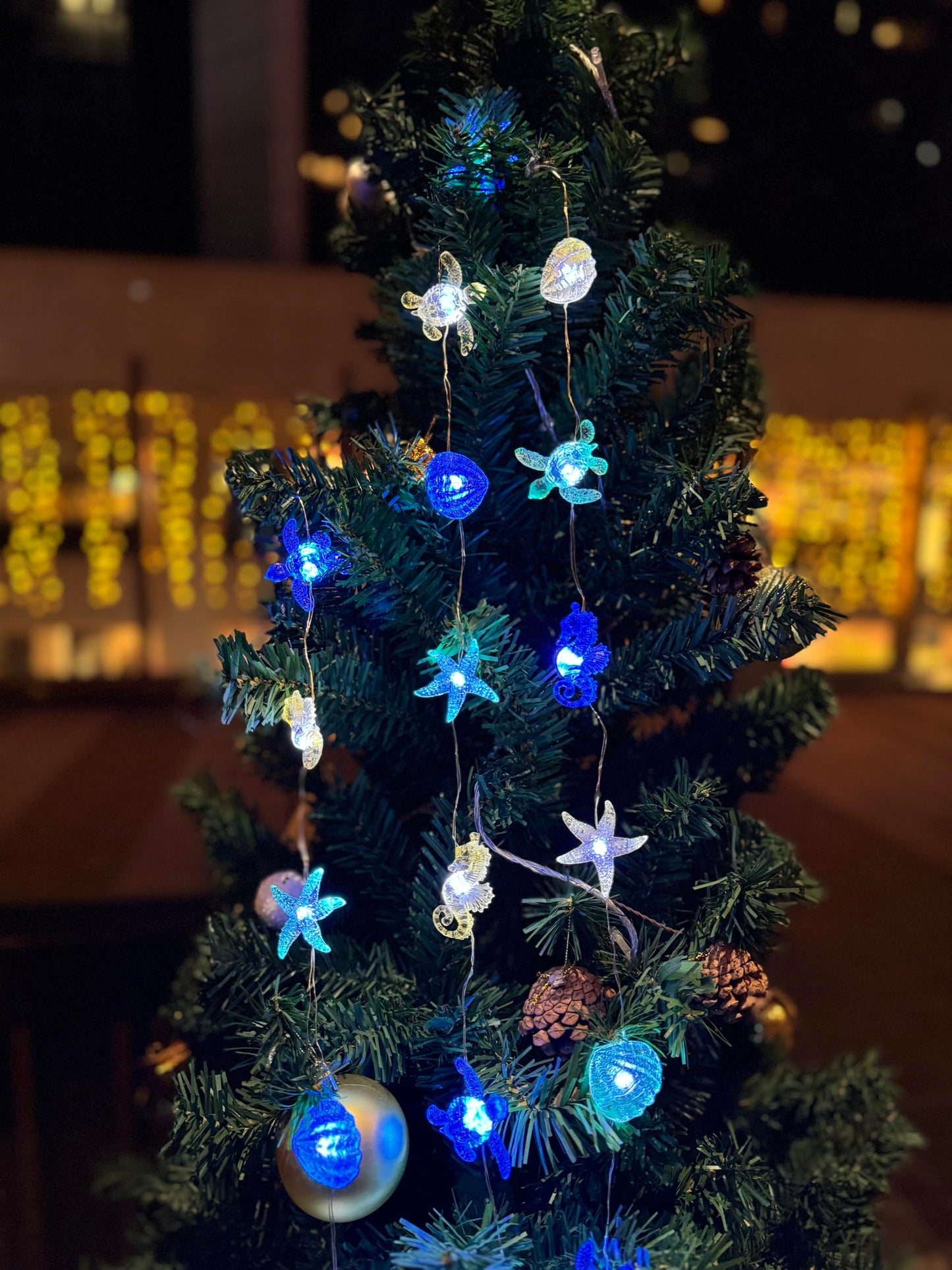 Ocean themed decor String Lights, Nautical Beach Party Decorations,Cute Sea Turtle Starfish Decorative Marine Life Night Lamp,Battery Operated USB Plug In 30LED 10ft For Bedroom Christmas Ornaments