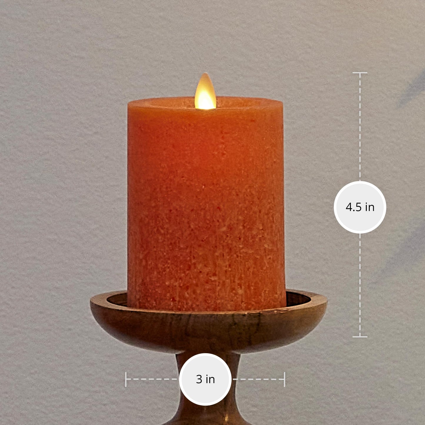 Luminara Sea Glass Flameless Candle, Harvest Pumpkin 3" x 4.5", Moving LED Flame Pillar with Timer, Battery Operated, Real Wax, Unscented Home Décor