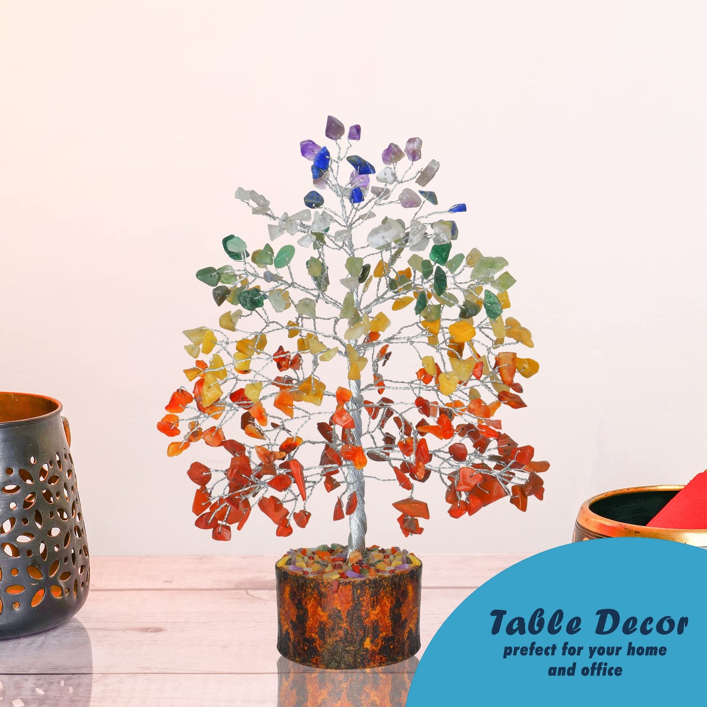 Chakra Tree - Crystal Tree for Positive Energy - Charkas Crystals - Spiritual Decor - Chakra Tree of Life Decor - Spiritual Things - Chakra Stones - Feng Shui Crystals and Stones