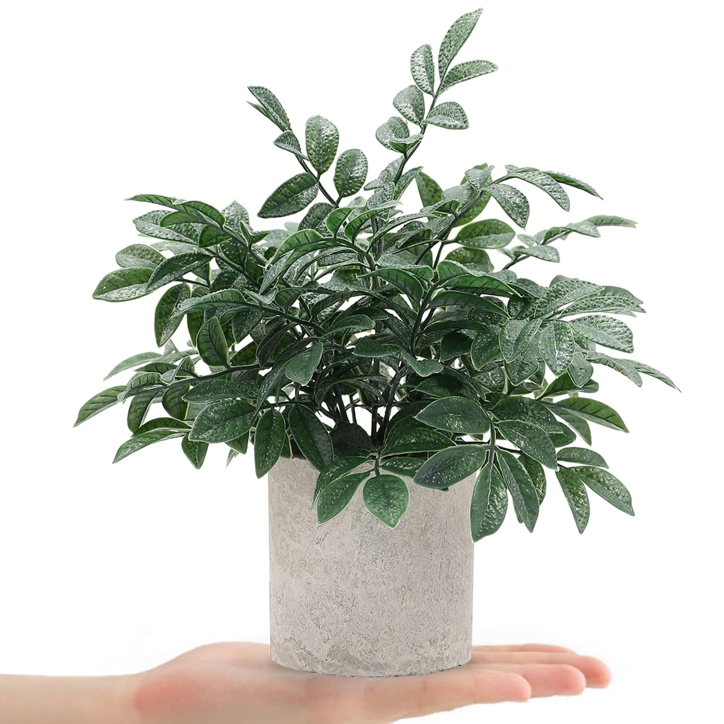 Coferset 2 Pack Small Fake Plants Potted Artificial Herb Plants for Shelf Desk Home Bathroom Farmhouse Room Coffee Table Decor (Gray Green)