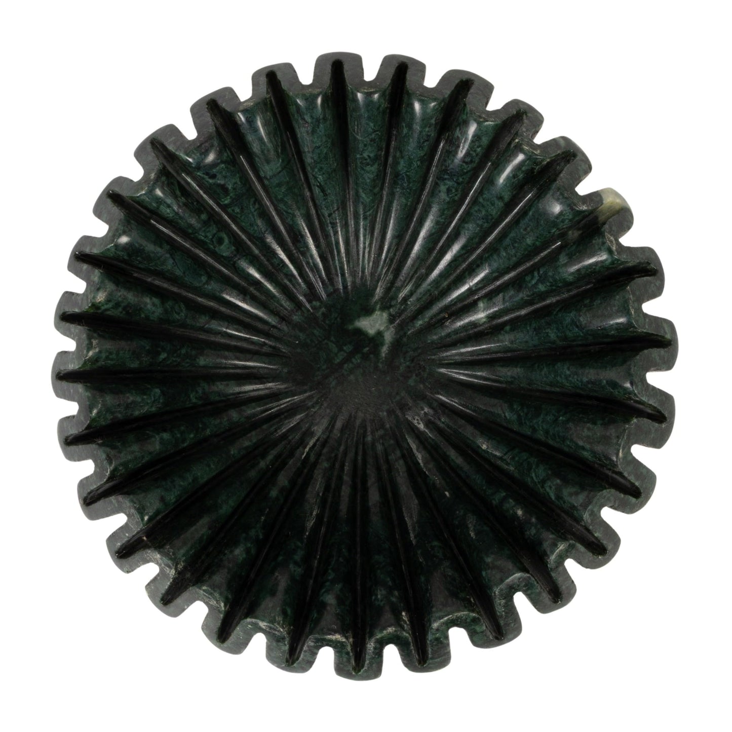 Creative Co-Op Round Marble Pleated Dish, Black