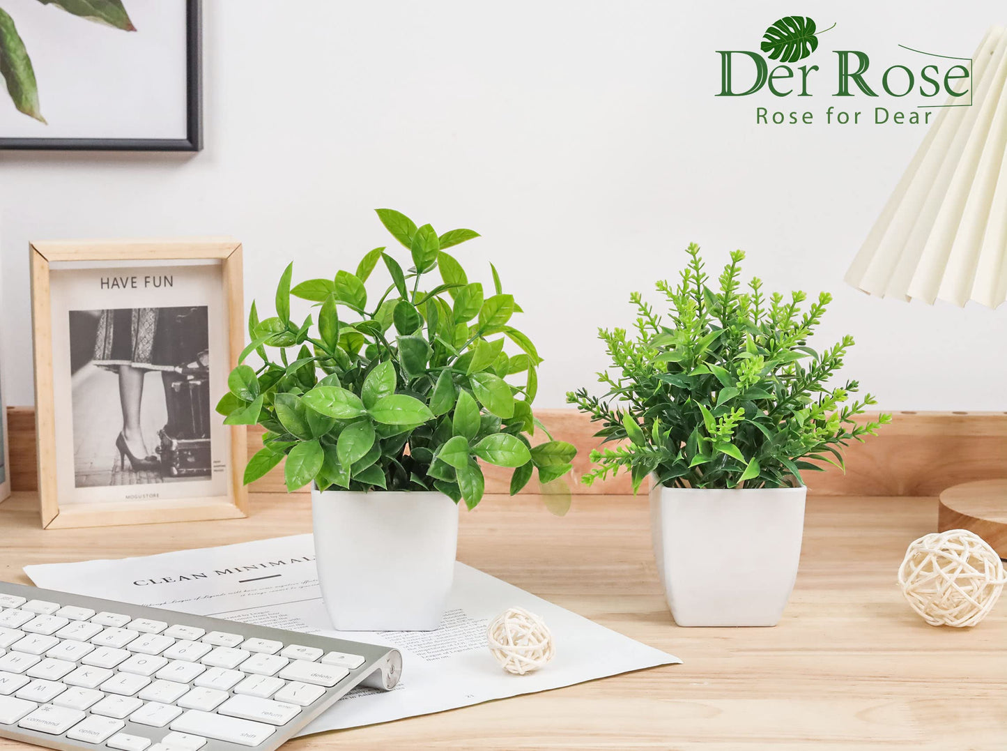 Der Rose Bundle of 4Pcs Fake Plants Hanging and 2 Pack Fake Plants Small for Living Room Bedroom Boho Wall Shelf Indoor Outdoor Decor