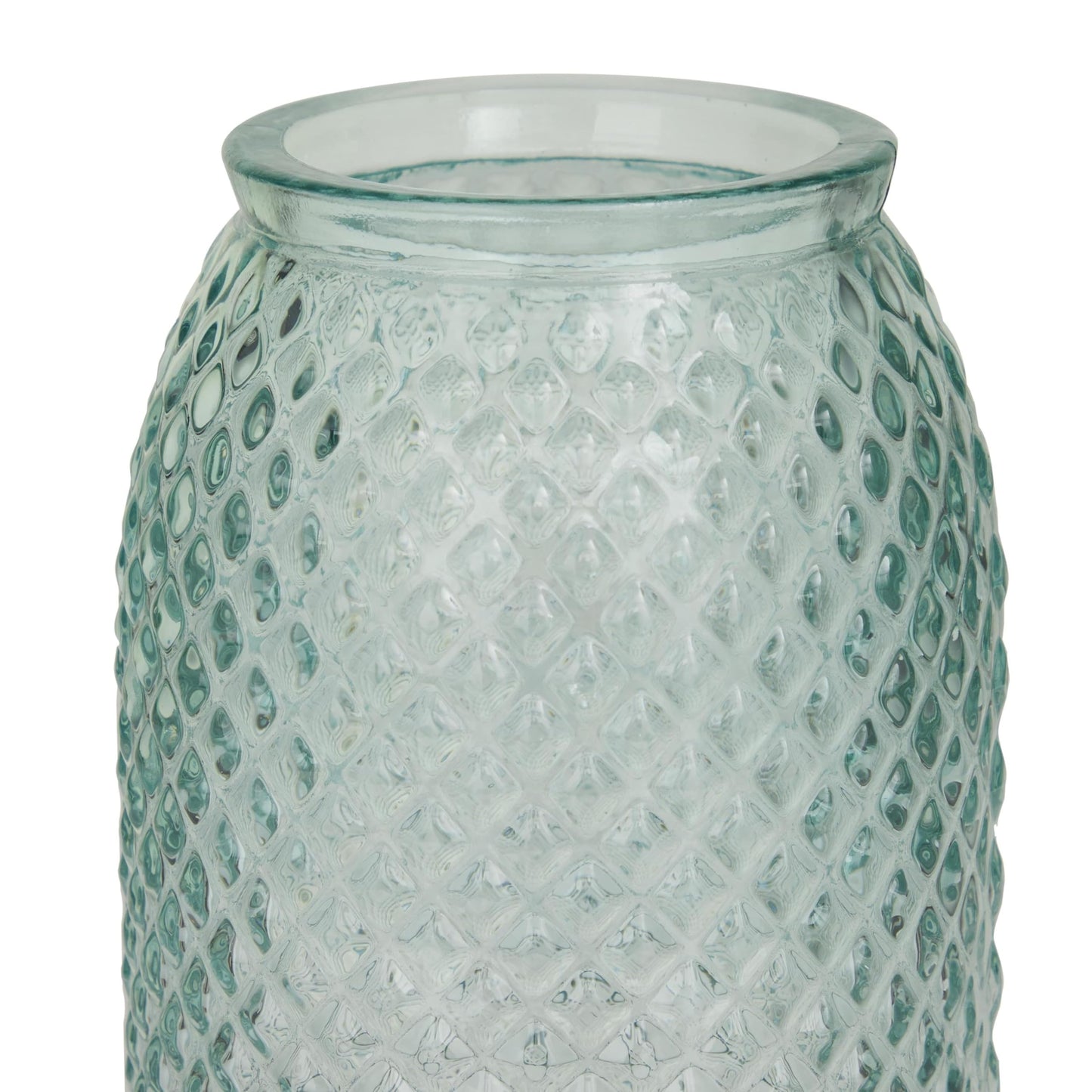 Deco 79 Recycled Glass Decorative Vase Spanish Decorative Container, Decorative Keepsake Box 6" x 6" x 11", Blue
