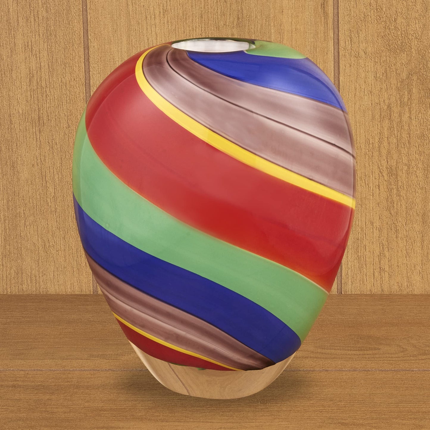 Badash Rainbow Murano-Style Art Glass Vase - 8.5" Tall Mouth-Blown Glass Vase - Contemporary Home Decor Accent Piece
