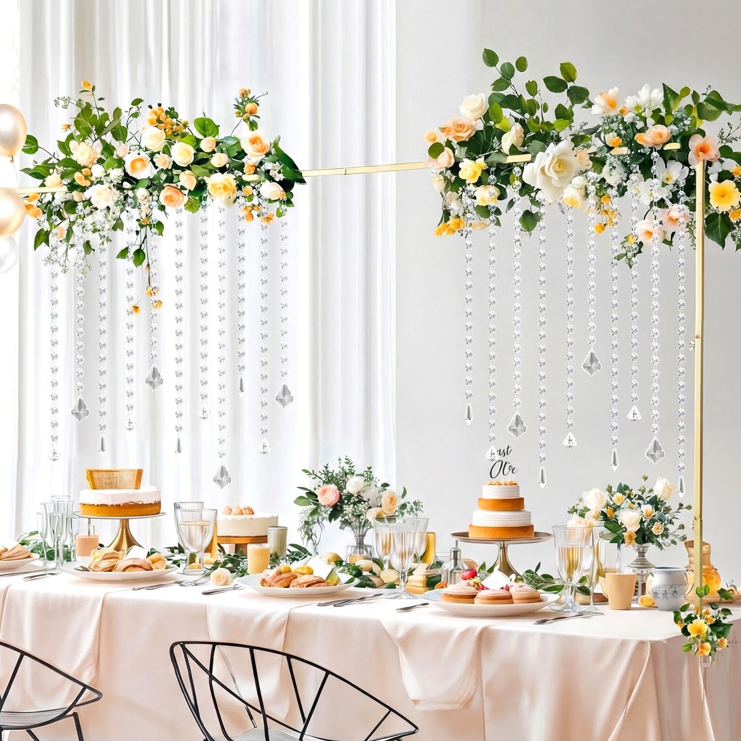Teyva Daily 24 Pcs 13 Inch Clear Acrylic Crystal Garland Strands Hanging Crystal Strings Decoration Chandelier Beaded Chain Ornament Beaded Garland Curtain for Wedding Party Manzanita Tree Centerpiece