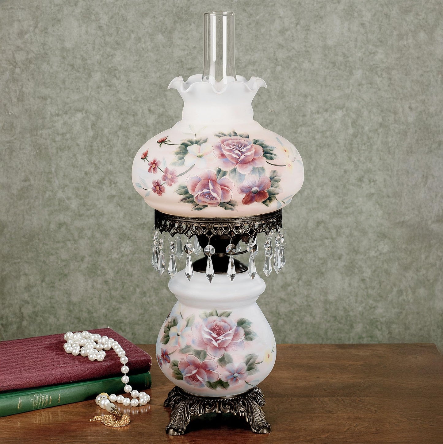 Touch of Class Beatrice Hurricane Rose Table Lamp, Pink