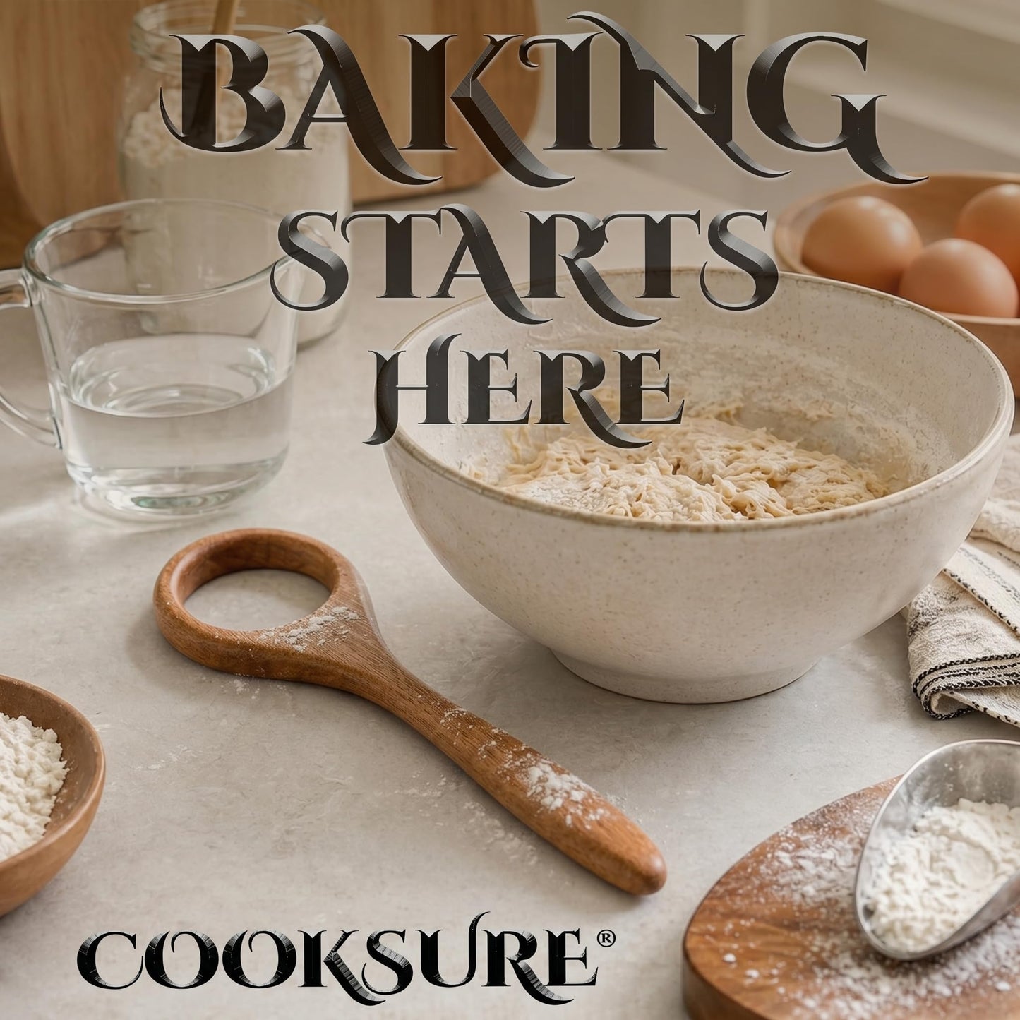 COOKSURE Danish Dough Whisk for Sourdough Bread – 13 Inch Bread Whisk with Wooden Handle – Smoothly Sturdy for Heavy Dough Baking, Swedish Dough Whisk Tool
