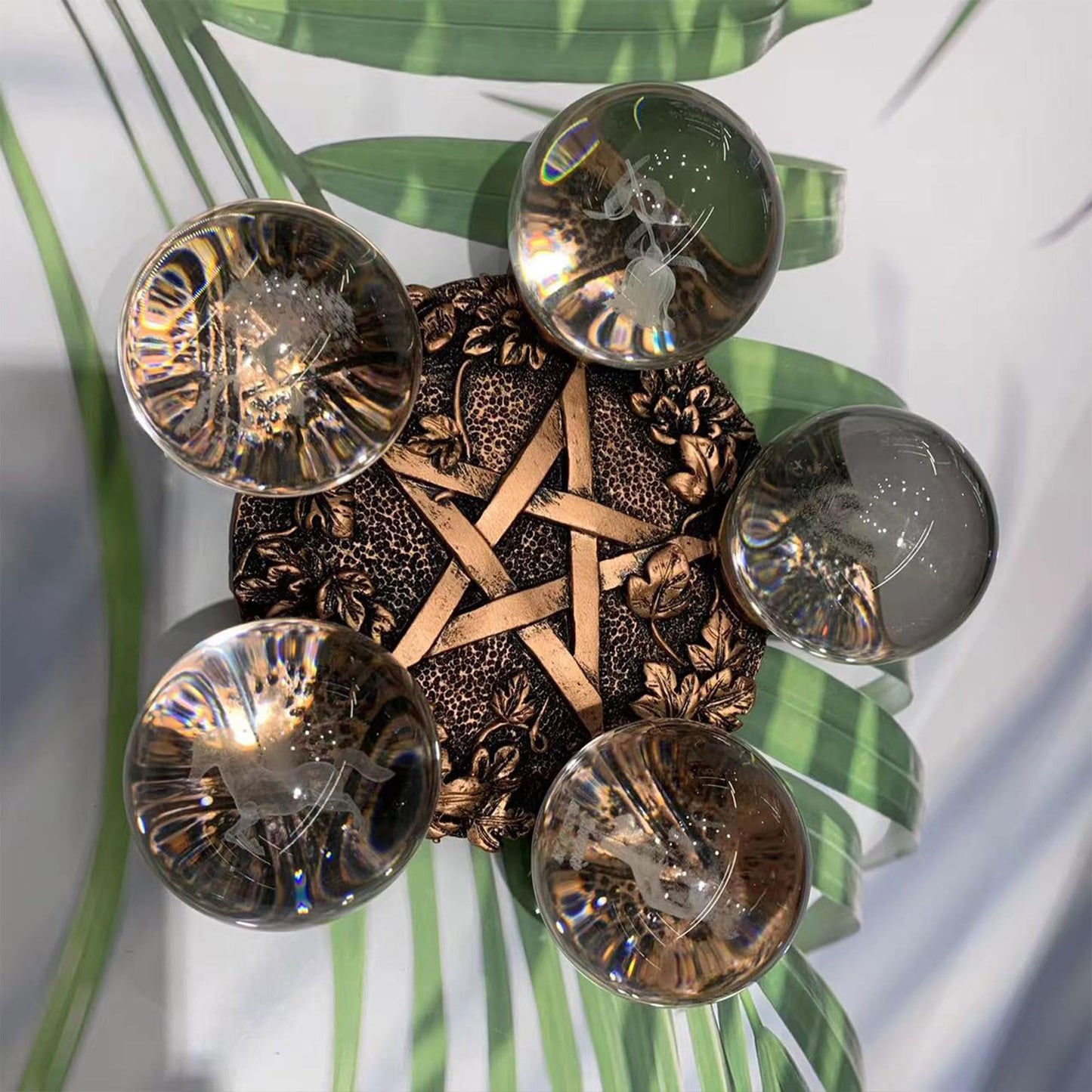 Star Candle Holder Astrology Pentacle Altar Plate Resin Tealight Holder Tray Witchcraft Altar Supplies for Witchcraft Wiccan Tarot Supplies Copper