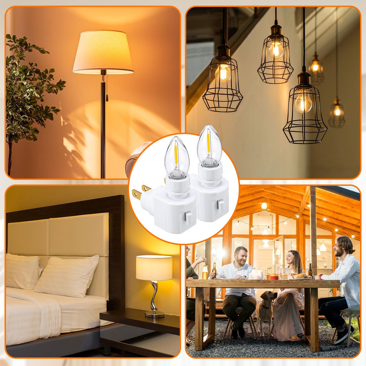 Tuanse 6 Pack 360° Rotating Plug in Night Light White Plastic Swivel Wall Lamp with 0.2w E12 Bulb Night Light for Making Your Own DIY Wall Decorative