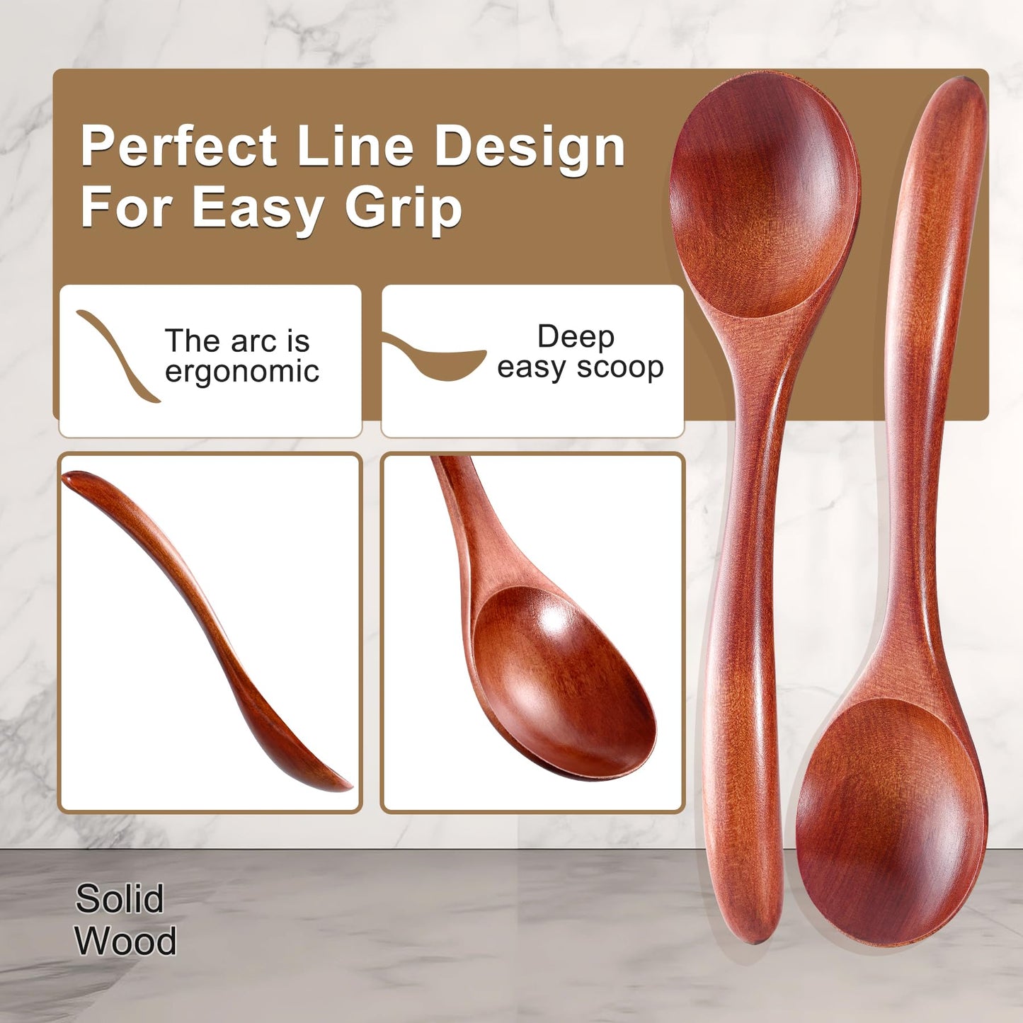 LOROTOCO 50PCS Small Wooden Spoons 6.7" Soup Spoons Bulk for Eating with Stirring & Scoop Coffee Honey Tea Jam Salts Kitchen Utensils Set