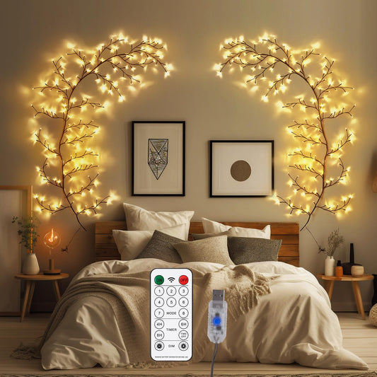 YCoisini Enchanted Willow Vine Lights for Home Decor with 160LEDs, 8.2FT Wall Decoration Light with 8 Remote Control Modes (Brown)(1PCS)