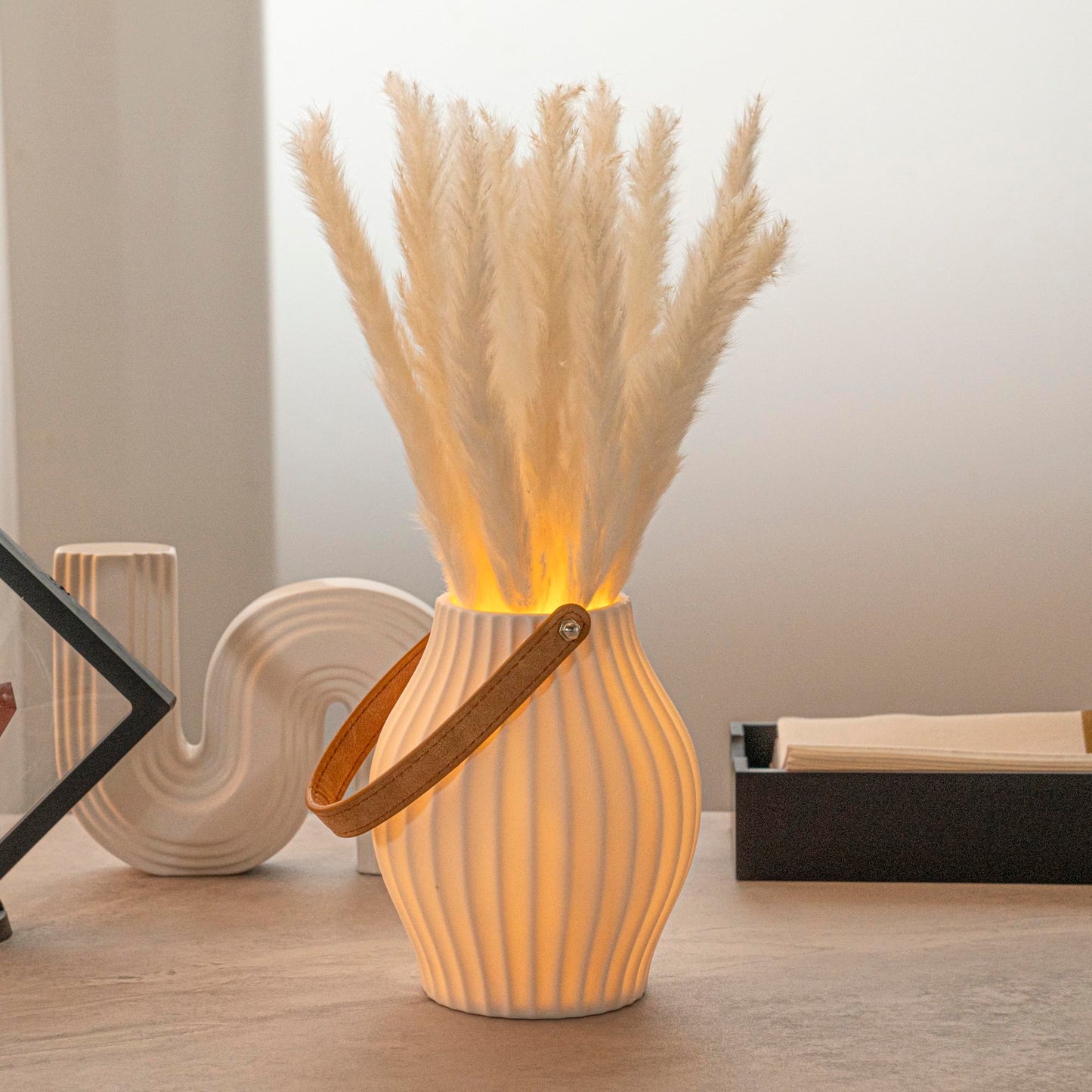 Restaurantware-Table Art Decorative Lantern Vase, 1 Minimalist Style Vase - With Attached Handle, Modern, White Porcelain Vessel, Use Candles Or LED Lights, In Kitchen, Living Room, Office, And More