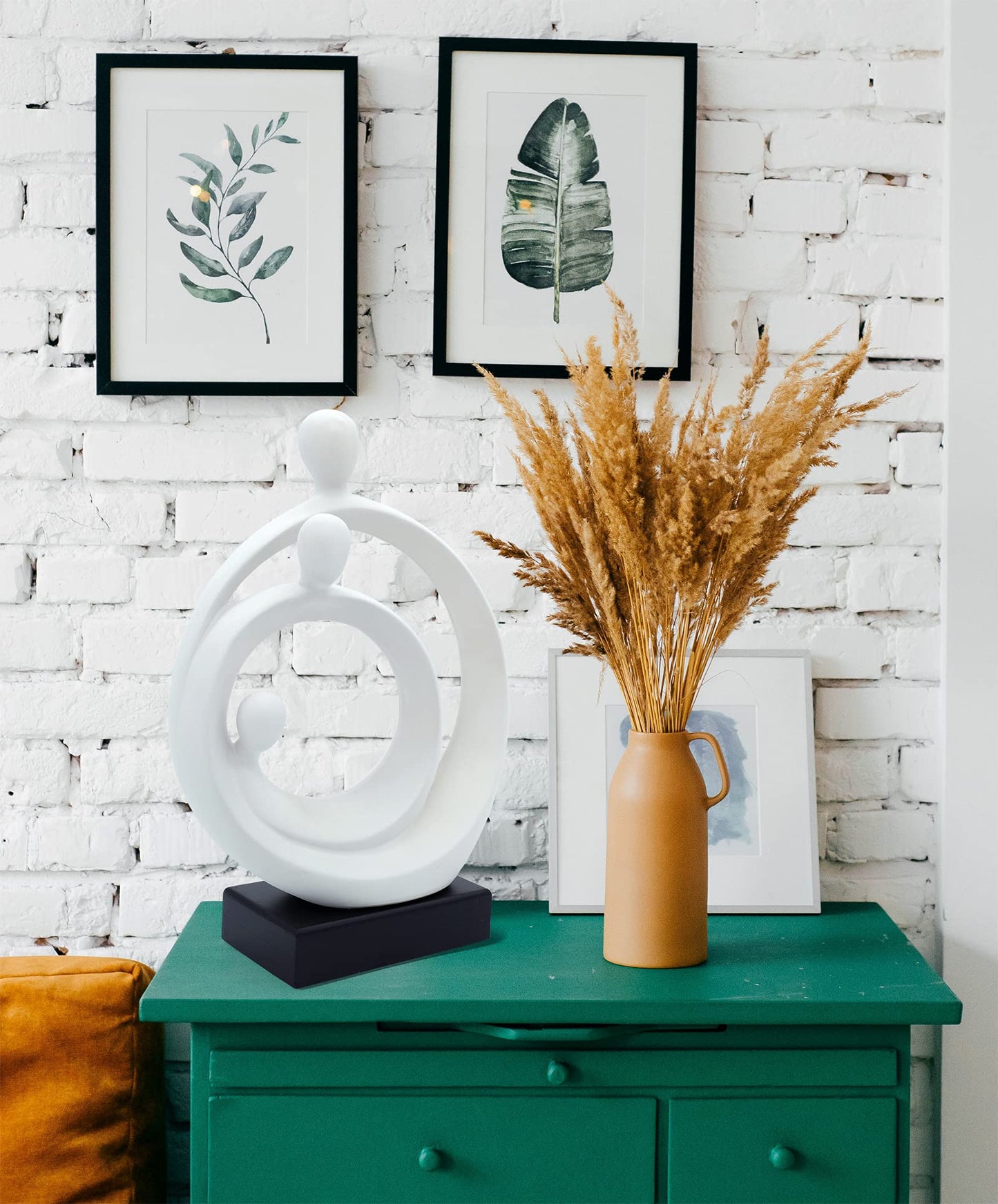 Vaudagio Stylish Sculpture Family Happiness – Timeless holy Family Sculpture Home Decor 14in – Abstract Decorative Statue for Living Room in White & Black - Modern Ceramic Figure Well Suited as Gift
