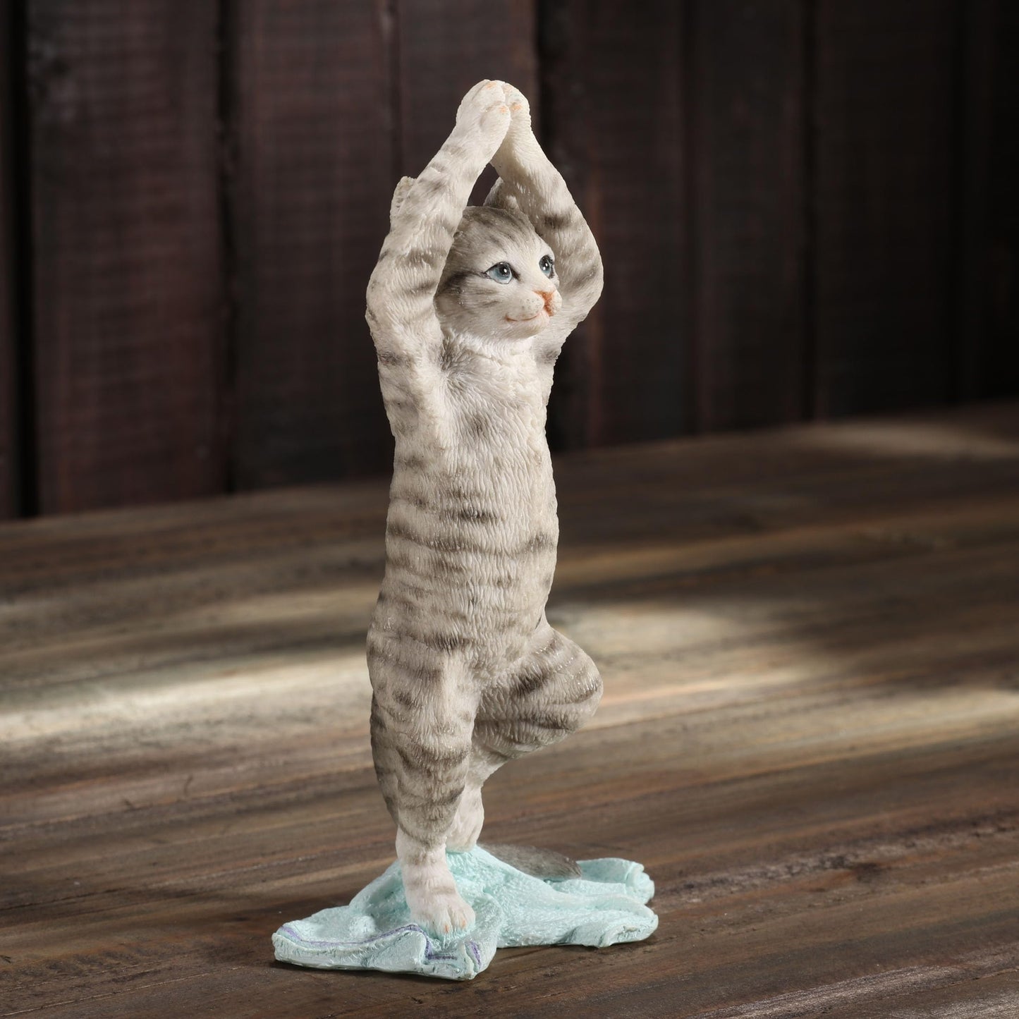 Veronese Design 5 7/8 Inch Stripe Tabby Yoga Cat Tree Pose Resin Animal Figurine
