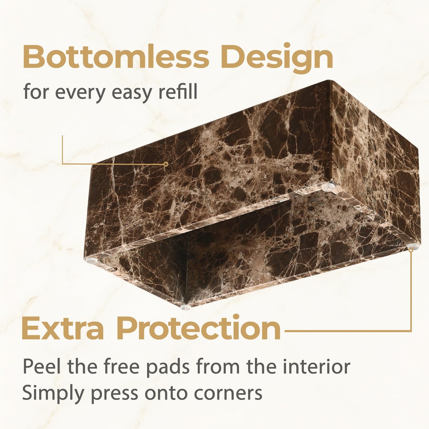 HAMAKAWA Spanish Natural Marble Tissue Box Cover, Dark Brown Tissue Organizer 10 X 5.5 X 3.9 Inch, Heavy Stone Decorative Box, Rectangle Tissue Box Holder for Home Decor, Kitchen, Bathroom, Bedroom