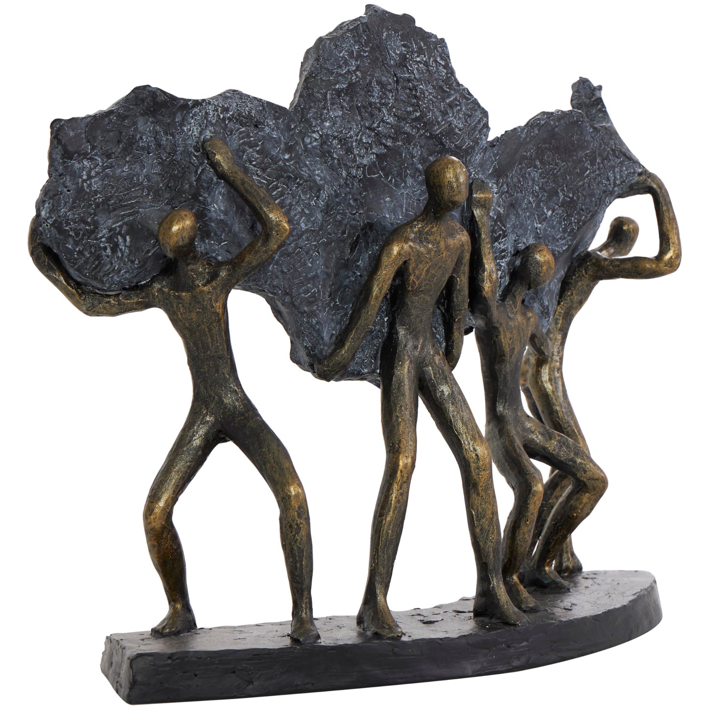 Deco 79 Polystone People Decorative Sculpture Carrying Stone Home Decor Statue, Accent Figurine 13" x 5" x 11", Bronze