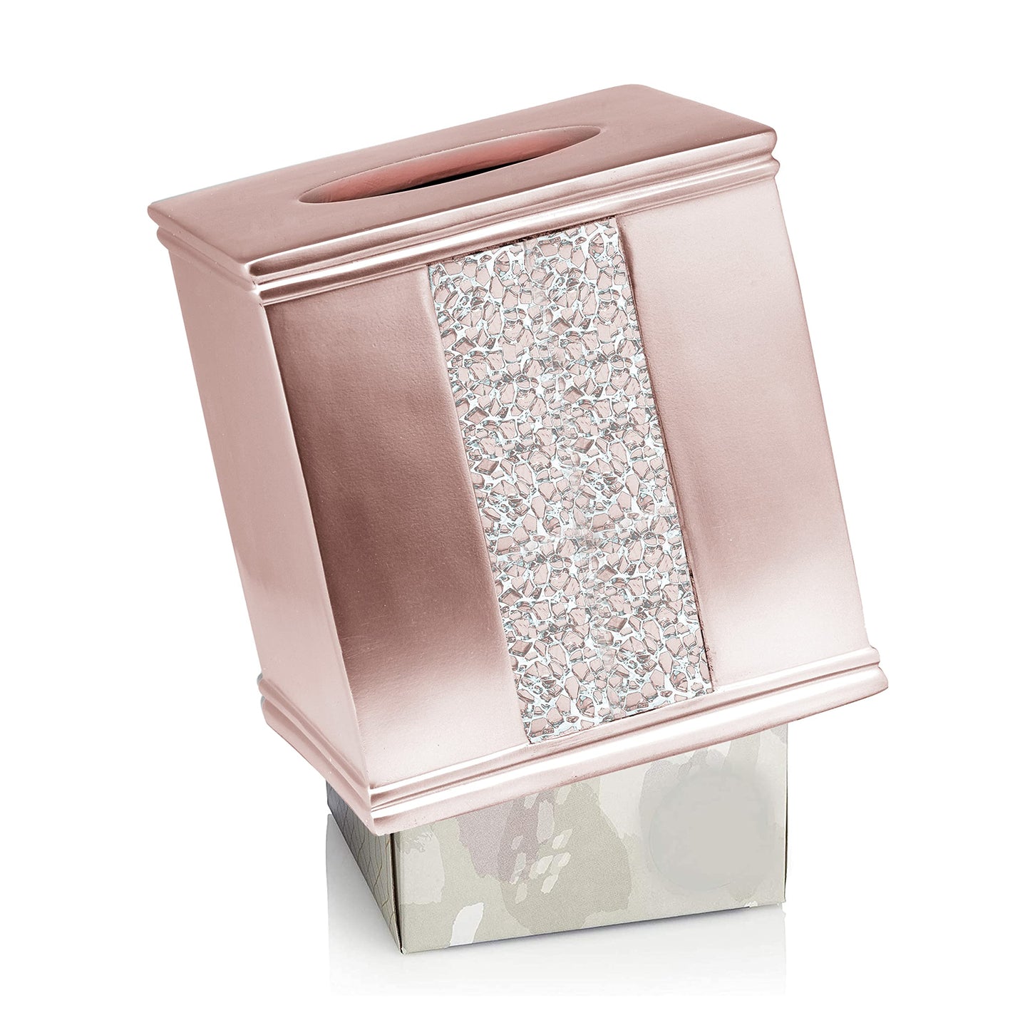 Popular Bath Sinatra Modern Bath Tissue Box Modern Classic Contemporary Decorative Beautiful Designs Bathroom Decor for Home Luxury Bath, Blush
