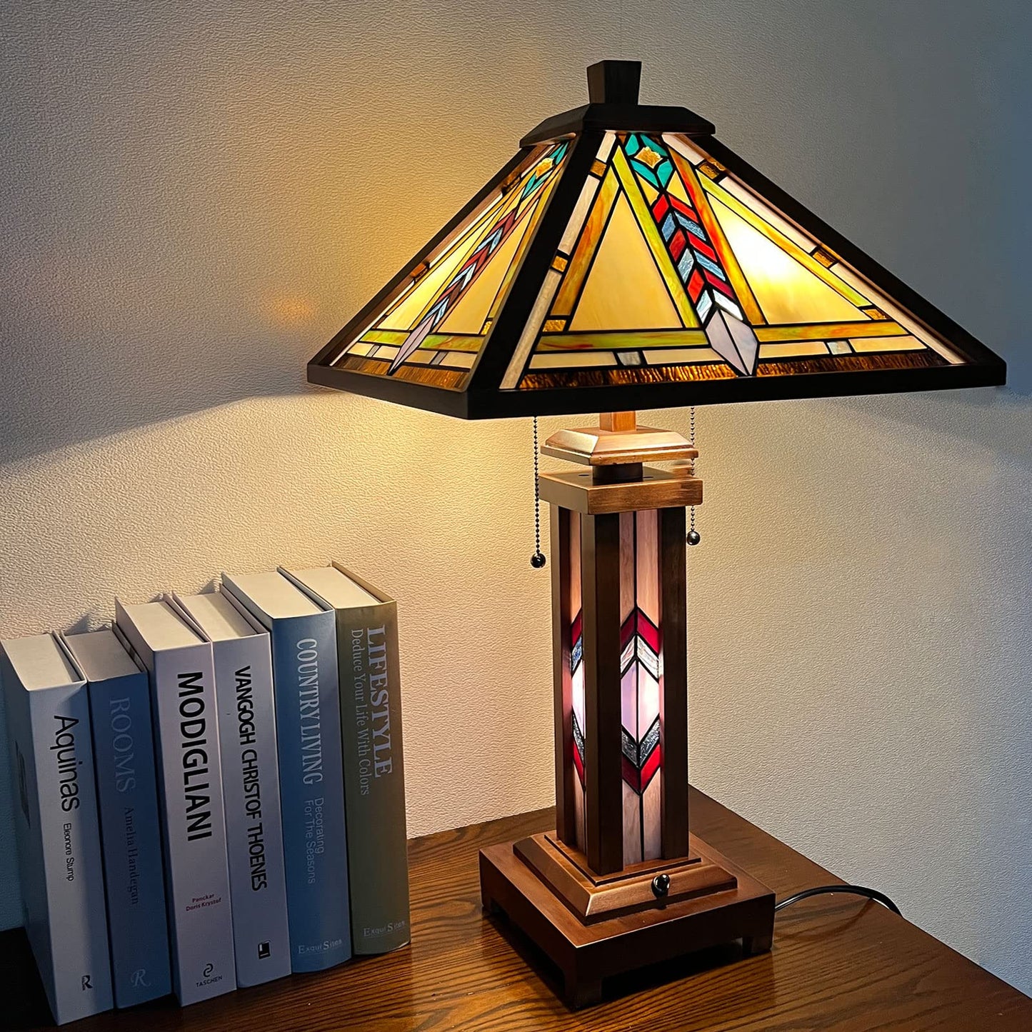 Capulina Tiffany Table Lamp Picasso Abstract Stained Glass Lamp 3-Light