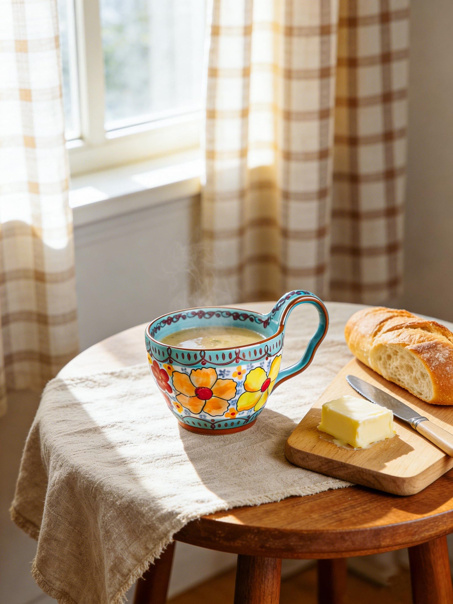 silesia 18 oz Handmade Cereal Bowl with Loop Handle (Glazed Blue)