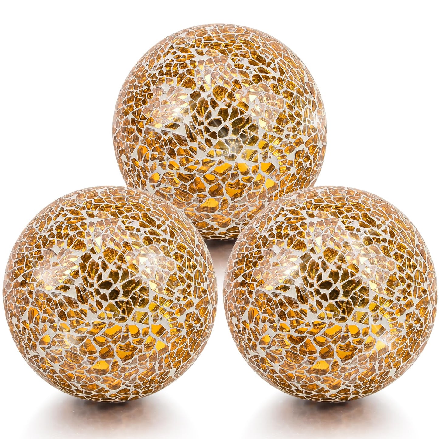 Vhxmaizxn Decorative Balls for Bowls 3.35 Inch Rose Gold Mosaic Glass Ball