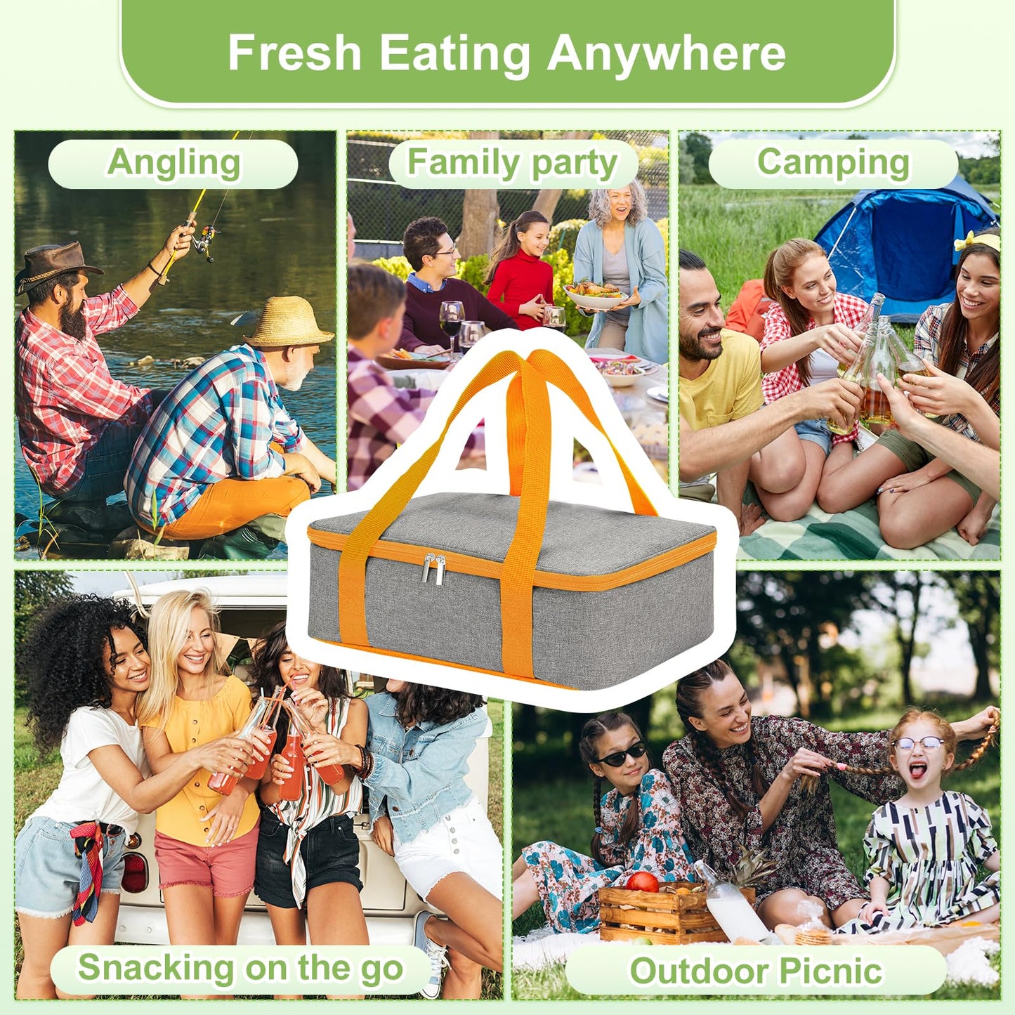 Locliki Chilled Snackle Box Container with Ice Pack, Bonus Insulated Bag Charcoolerie Chilled Portable Serving Tray, 8 Compartment Snack Container for Charcuterie Snack Road Trip Picnic Essentials