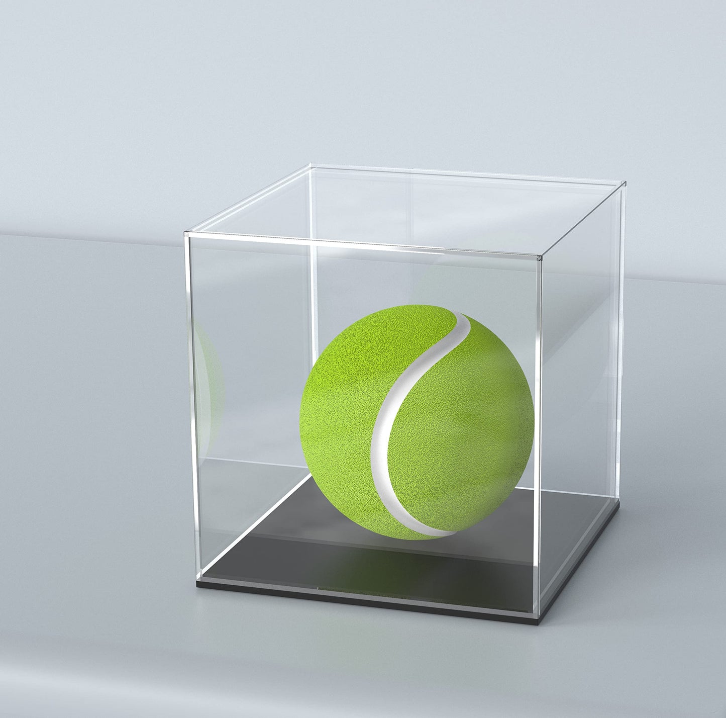 Acrylic Display Case, 4x4x4 Inch Cube Box With Matte Black Base, Clear Single-Piece Case for Softball Collectibles Figurines Mini Figures