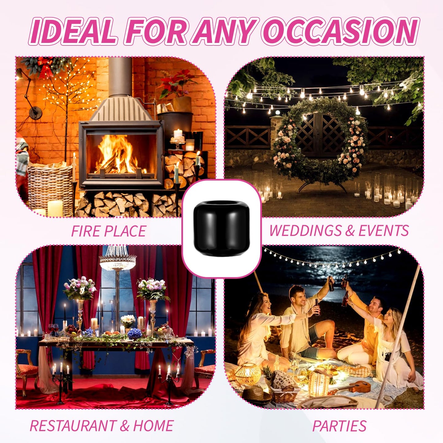 20 pcs Ceramic Chime Candle Holder Set, Great for Casting Chimes, Rituals, Spells, Vigil, Witchcraft, Wiccan Supplies & More (0.7 Inch, Black)