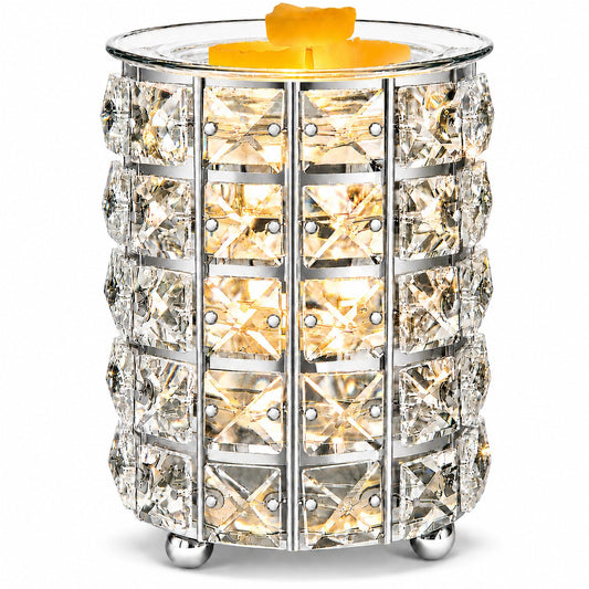 Wrought Iron Crystal Wax Melt Warmer Electric Oil Burner Wax Melt For Home, Kitchen, Living Room, Bedroom, SPA(Silver)