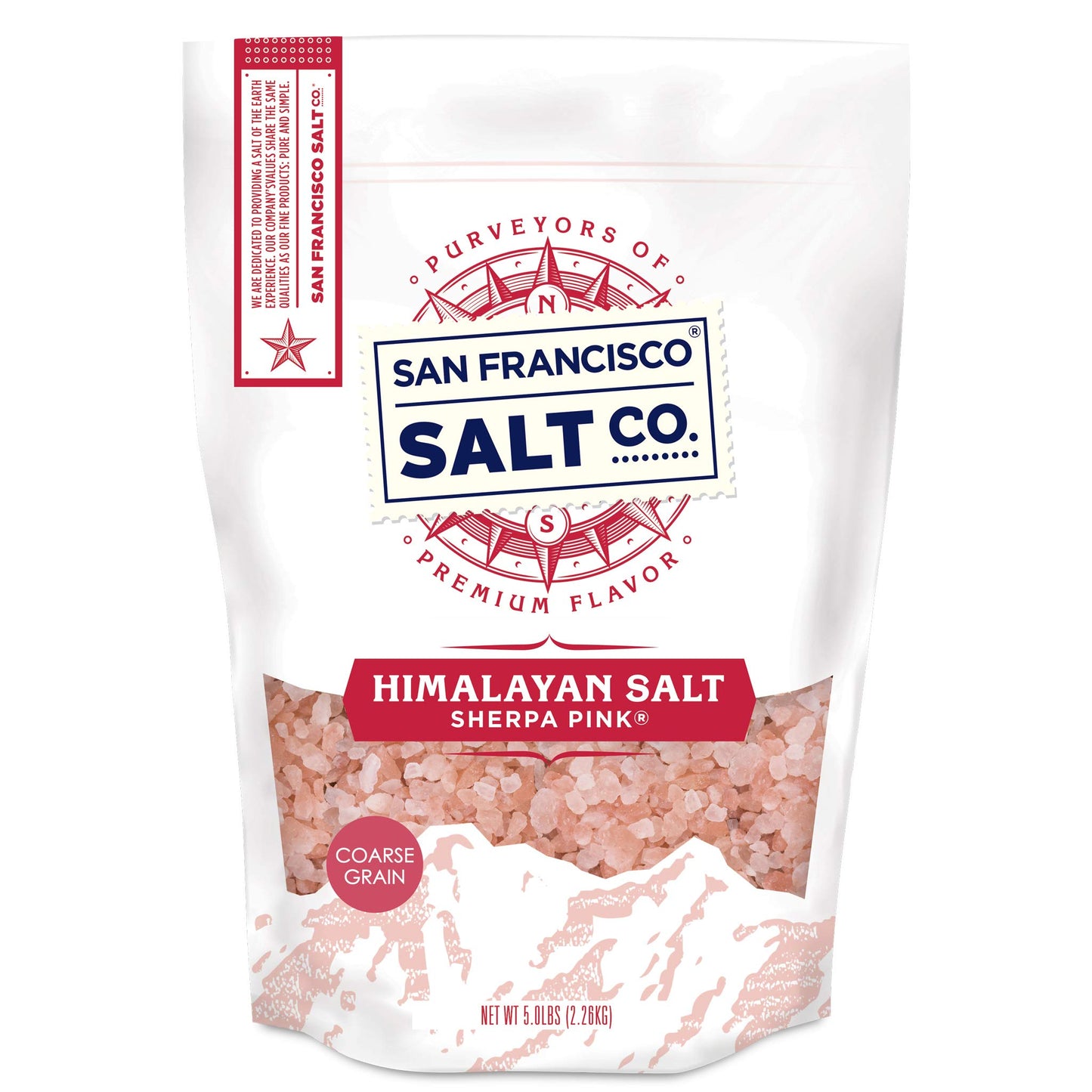 Sherpa Pink Himalayan Salt – Coarse Grain, 5 lbs. | All-Natural, Gluten-Free, No Additives | Perfect for Everyday Cooking & Recipes, Ideal for Grinders & Salt Mills