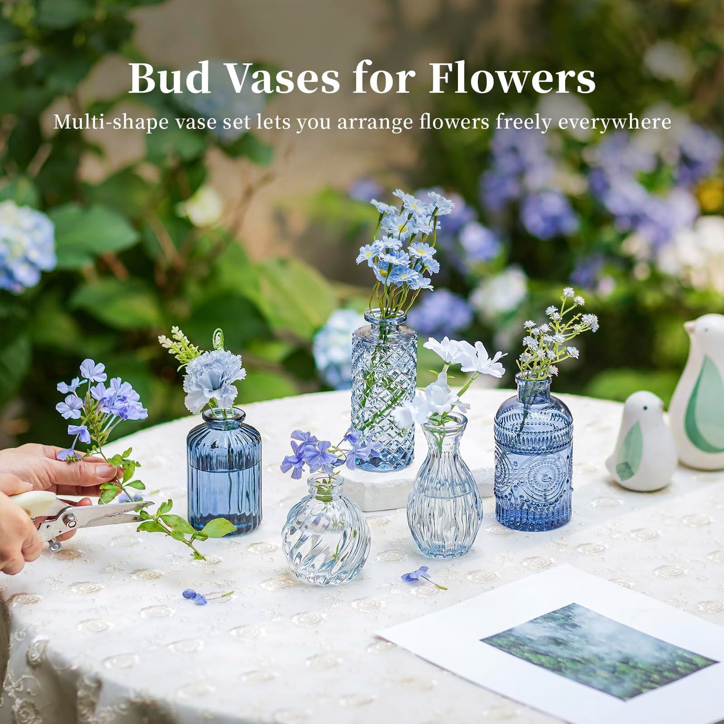 Glasseam Glass Bud Vases for Centerpieces, Vintage Embossed Small Vases