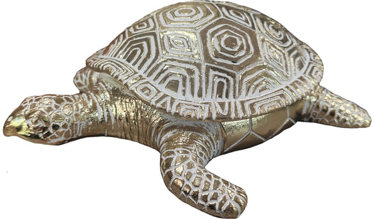 LAIKEARTS Modern Sea Turtle Decor Sculpture, Coastal Beach Decorations, Resin Statue, Decorations Applicable Home, Living Room, Bedroom, Office Desk Indoor (Golden)