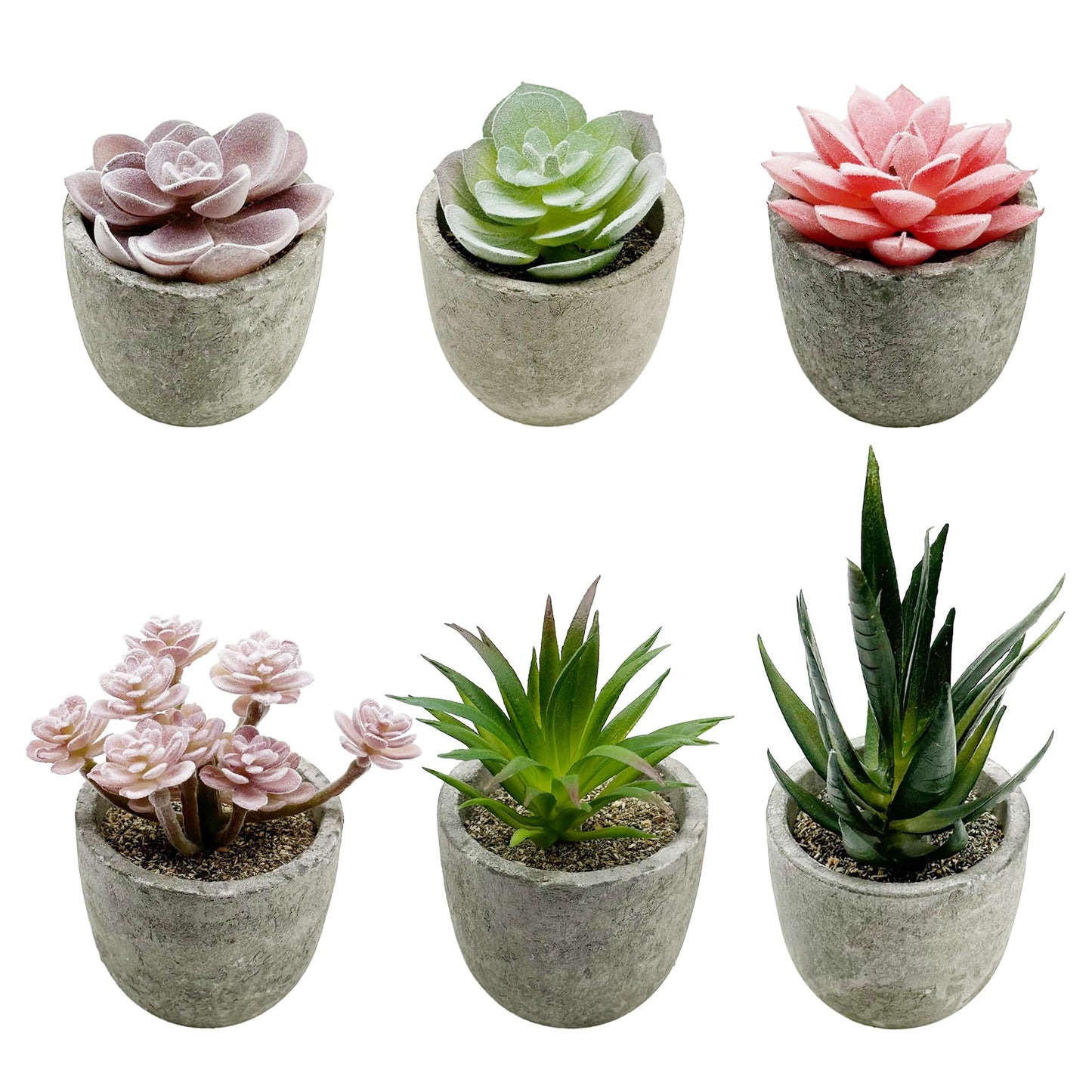 Cayway 6 PCS Artificial Succulents Plants, Mini Fake Plants in Pots, Small Succulents Plants Artificial for Office Desk Home Living Room Table Decor Indoor